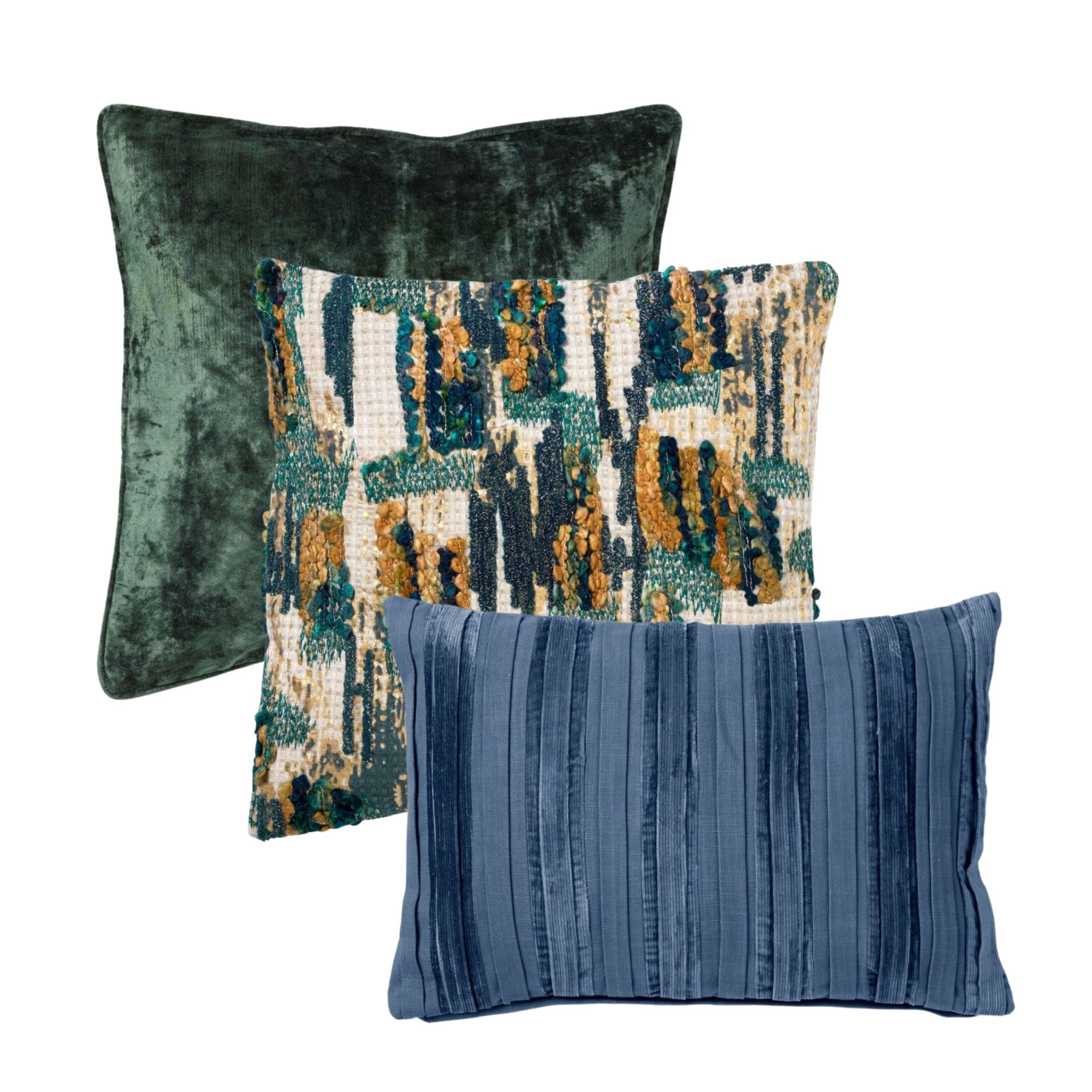 KUSSENSET | 3-delig | groen, blauw | Hoii | inclusief binnenkussens