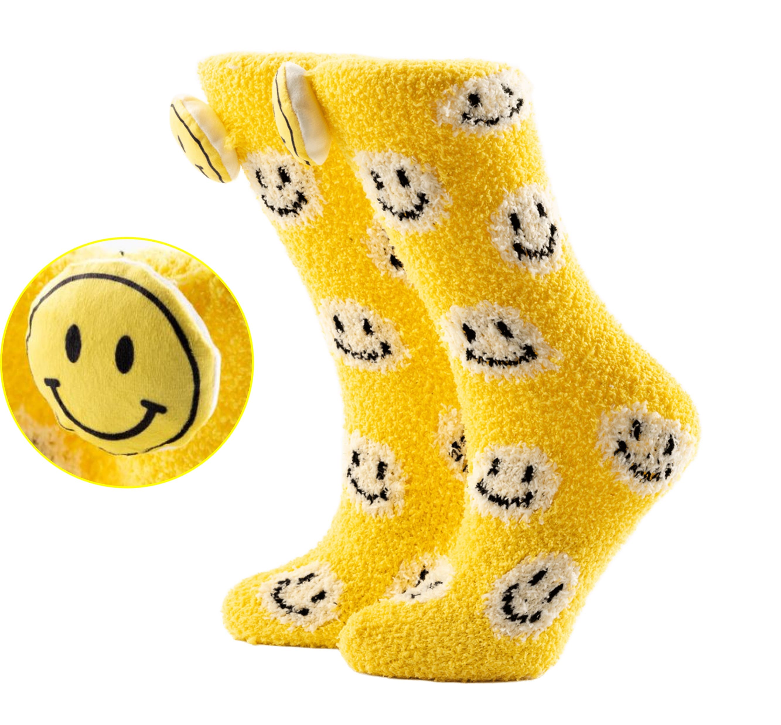 FUNNY SMILEY  huissokken - one size - Quince - geel