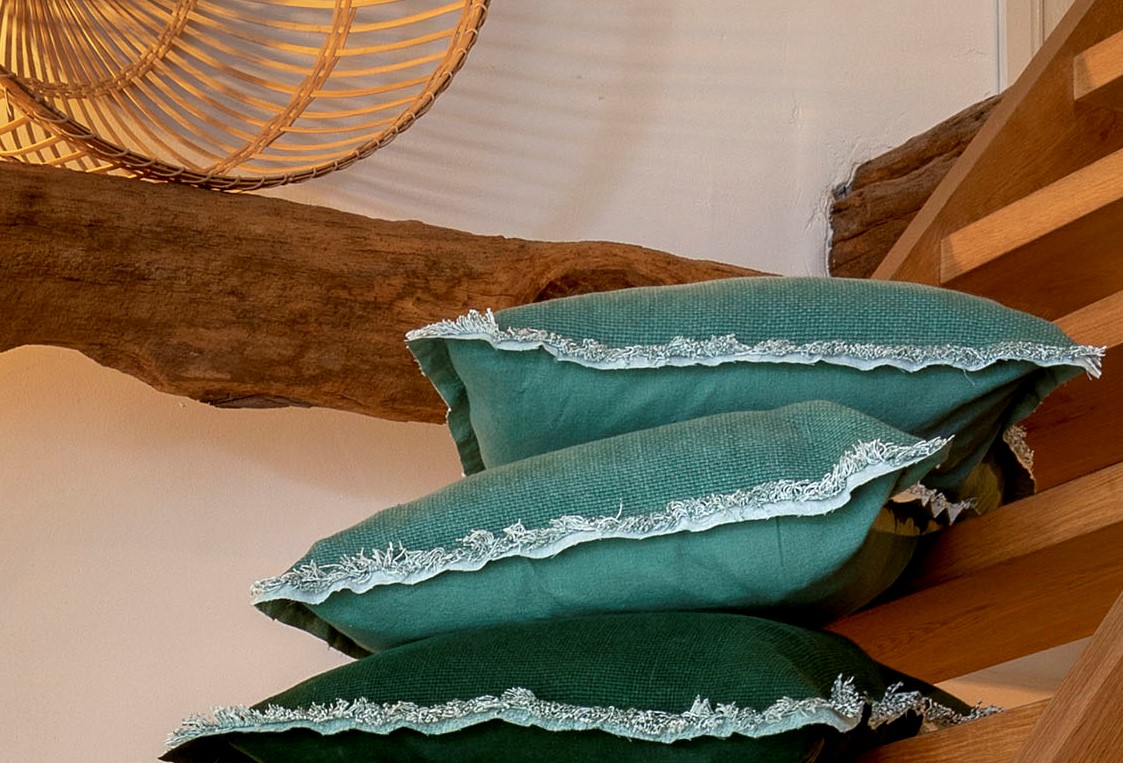 BURTO - Kussenhoes van gewassen katoen Sagebrush Green 45x45 cm