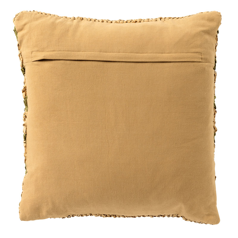 ANTONY - Sierkussen 45x45 cm - strepen van raffia - Olive Branch - groen en bruin