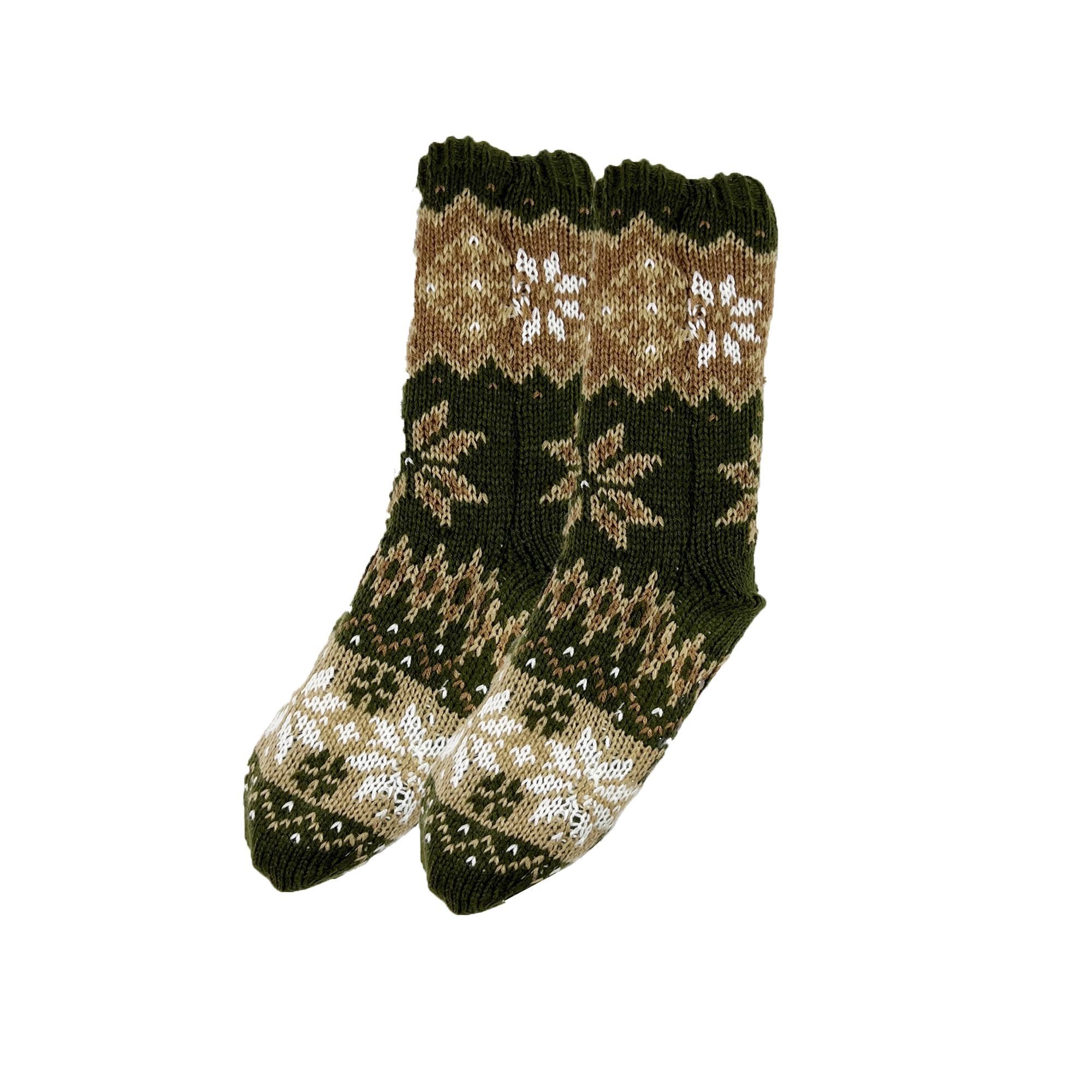 NOOR - Huissokken - antislip - met sherpa voering - one size - Military Olive - groen