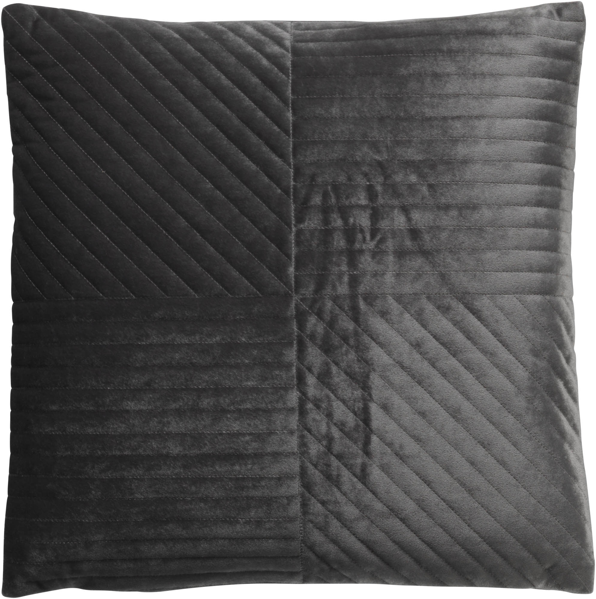 RUUD - Sierkussen velvet 45x45 cm - donkergrijs - antraciet