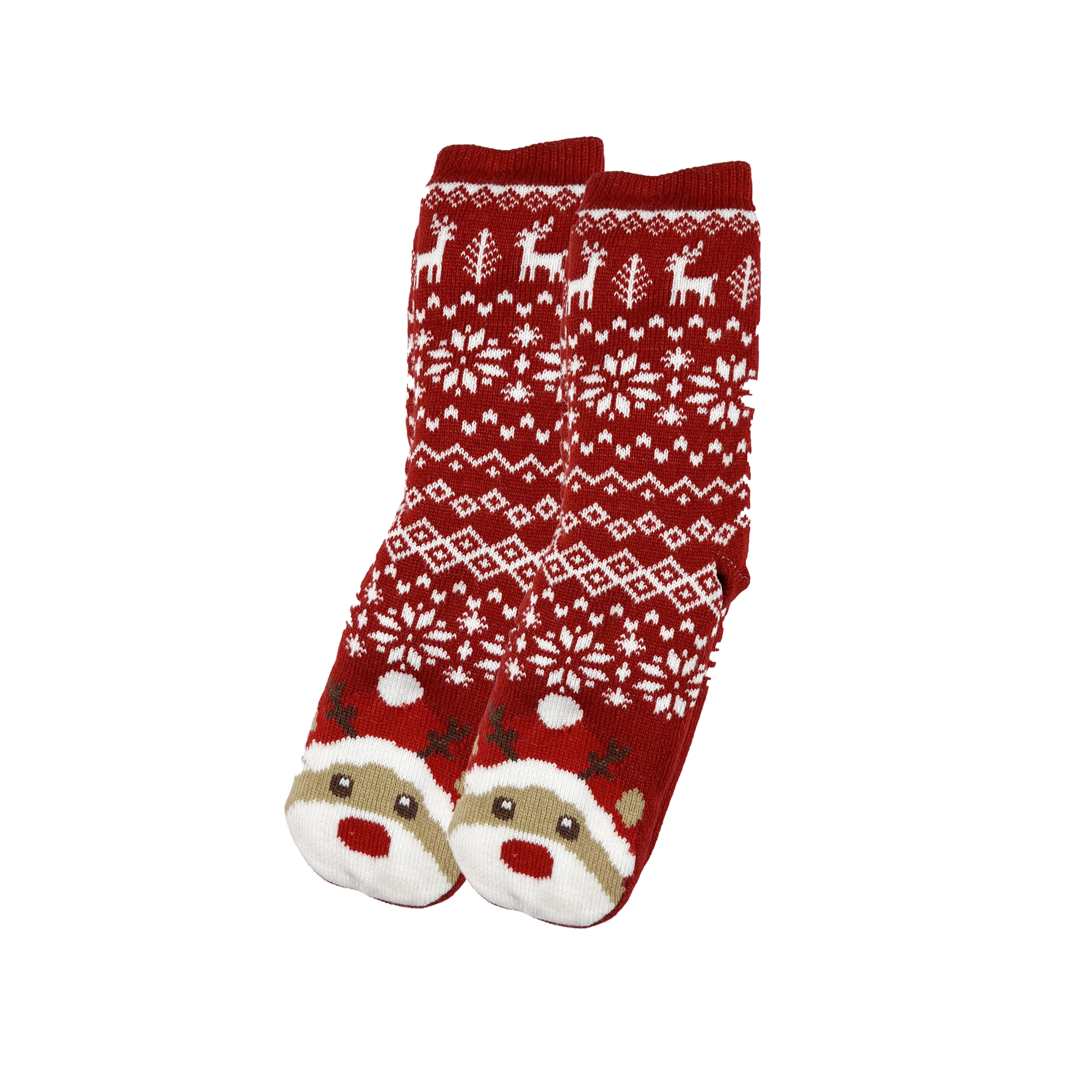 JOY – Huissokken - antislip - met sherpa voering - one size - biking red - rood