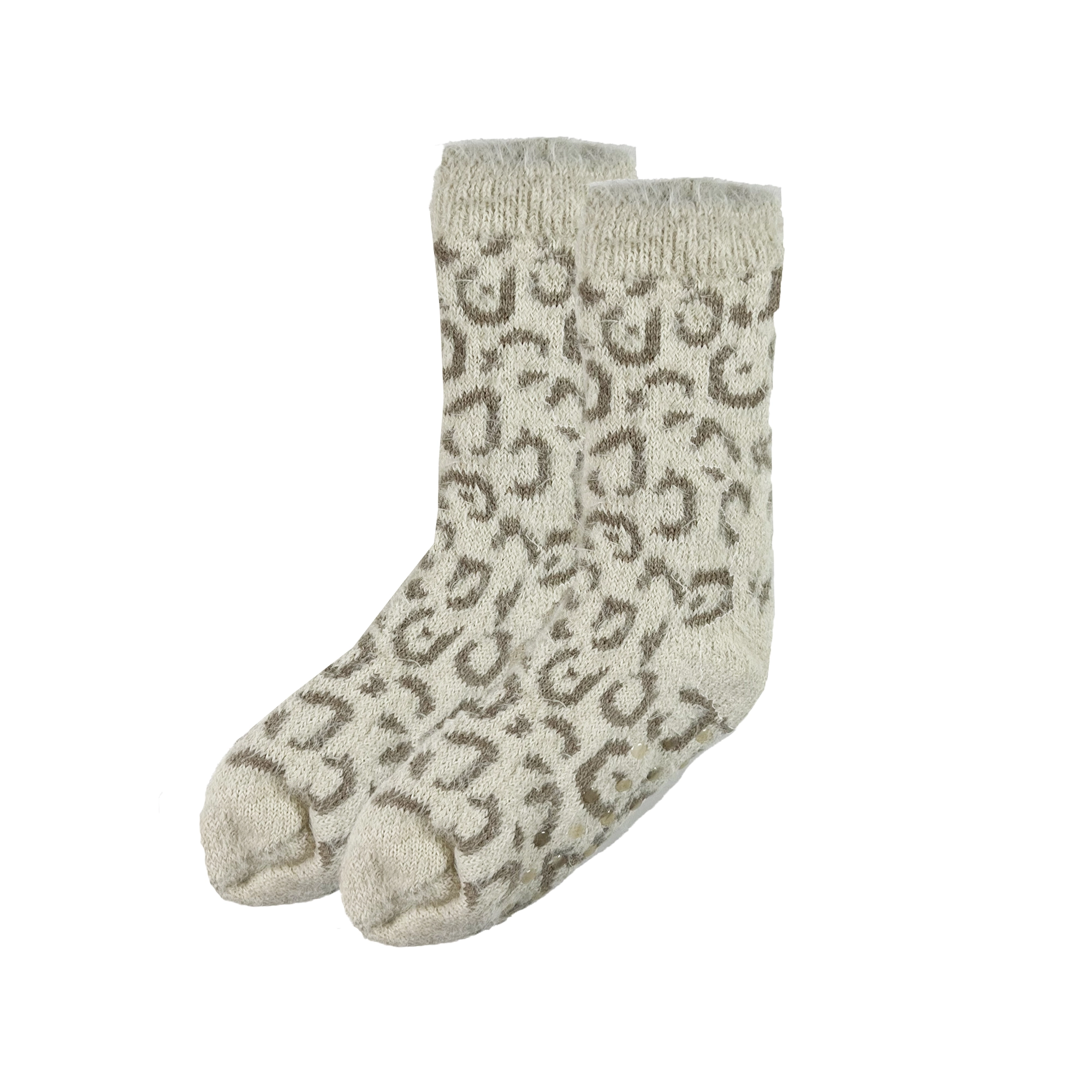 LEO - Huissokken - antislip - met sherpa voering - one size - Pumice Stone - beige