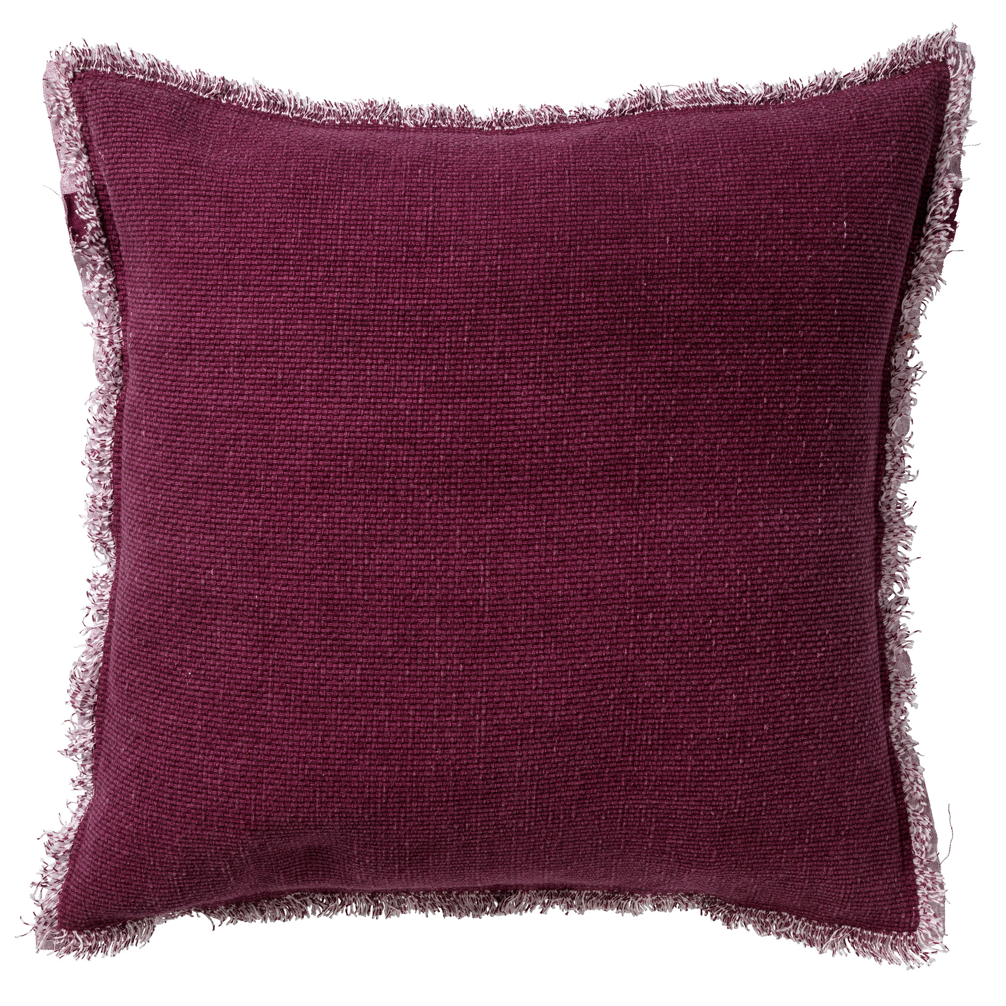 BURTO - Sierkussen 45x45 cm - gewassen katoen - Red Plum - donkerroze