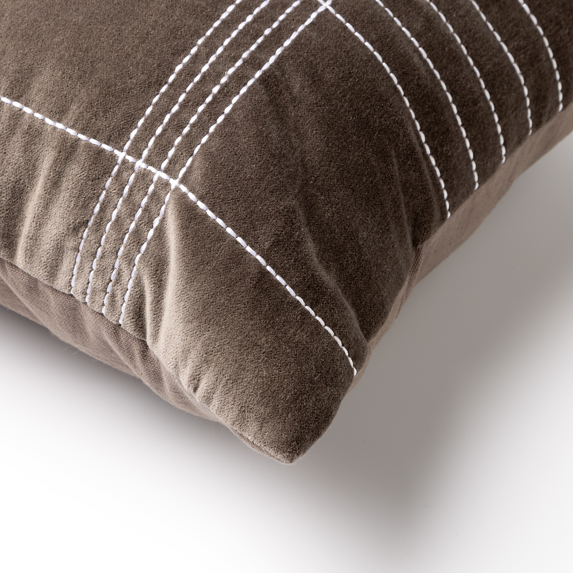 SELAH - Sierkussen 40x60 cm - velvet – subtiel ruitpatroon - Charcoal Gray - antraciet