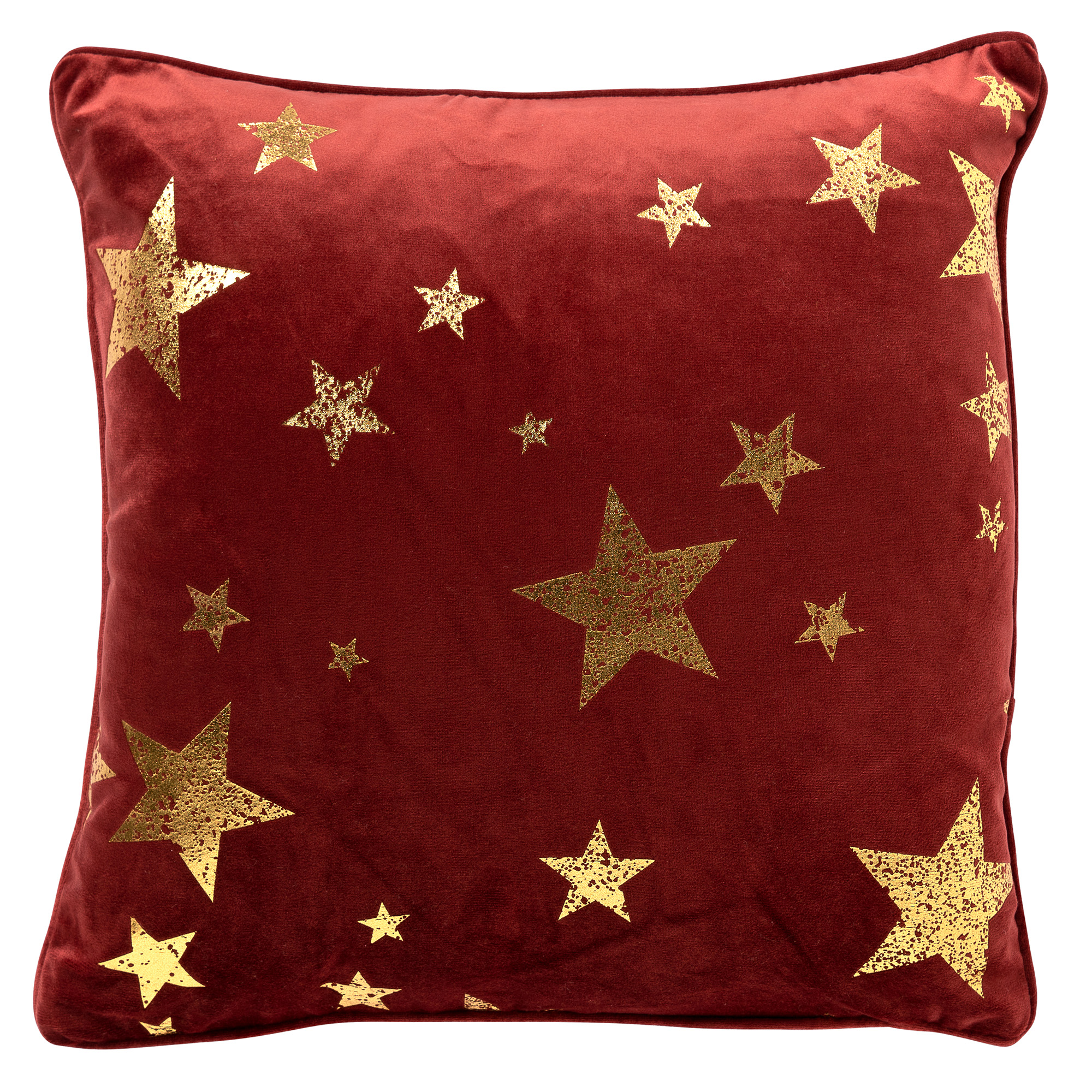 STARS - Dekokissen 45x45 cm - Rot - Weihnachtsdekoration - Samt