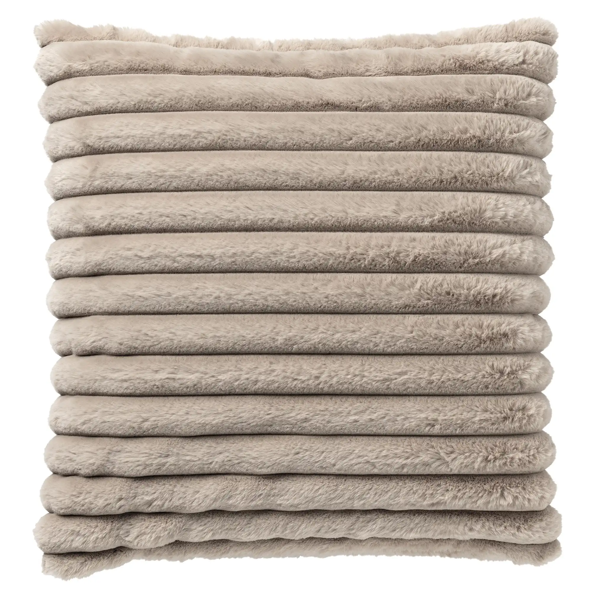 HAZEL - Sierkussen 50x50 cm - in effen kleur - strepen - heerlijk zacht - Pumice Stone - beige