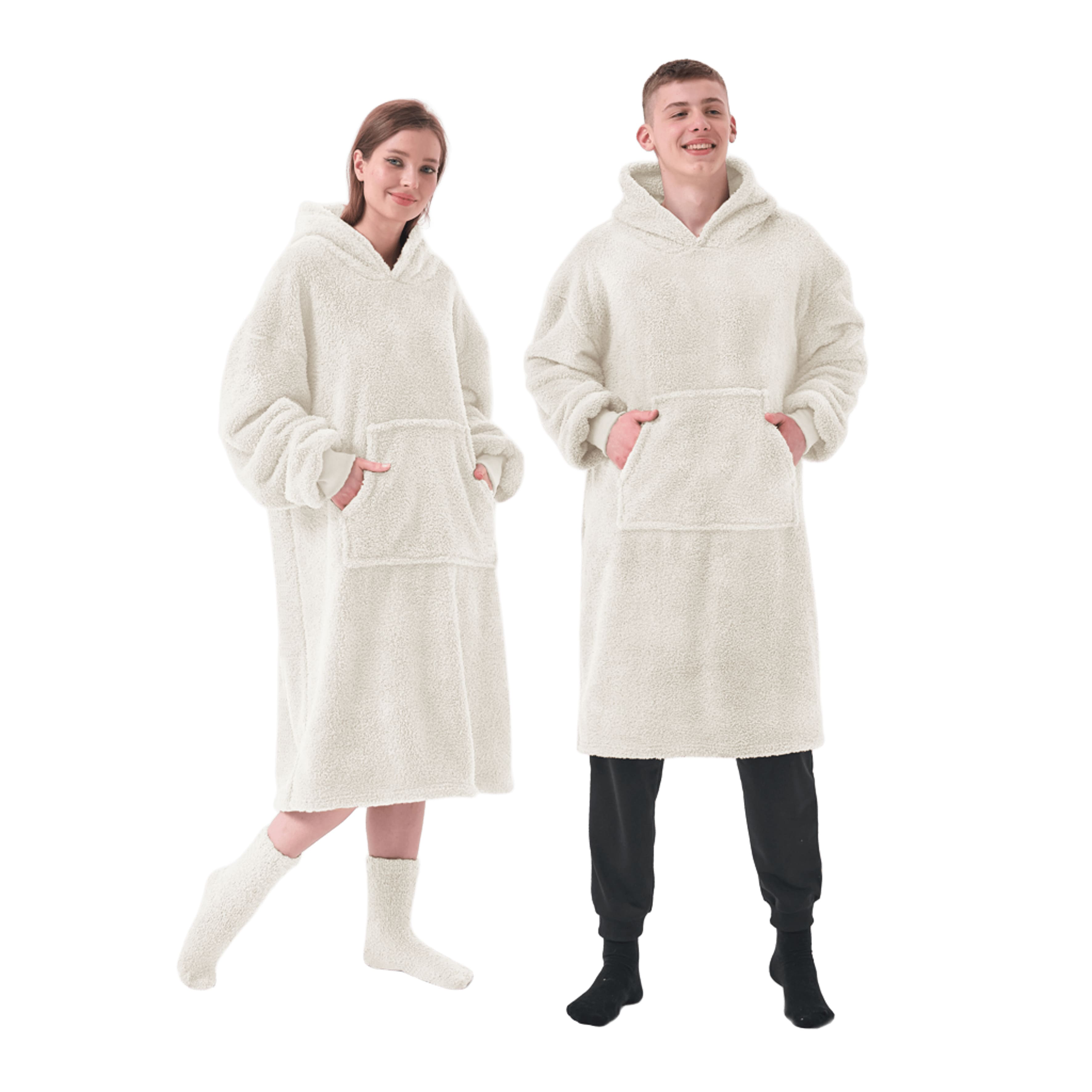 TEDDY - hoodie 70x110 cm - volwassenen - hoodie deken - unisex - Bright White - wit