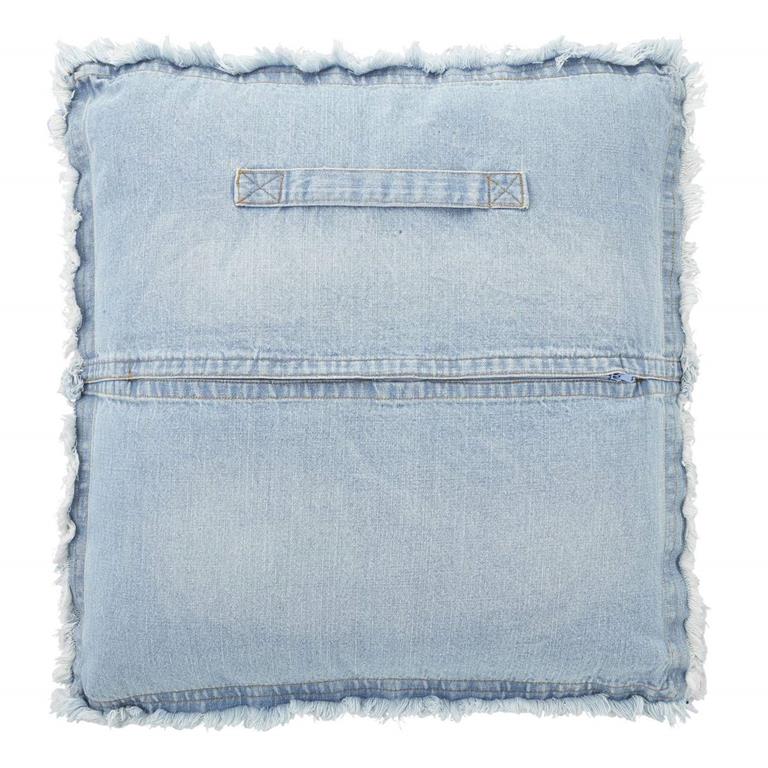 FUTON - Sierkussen denim - 50x50 cm - blauw - jeans - met rits - lounge kussen 