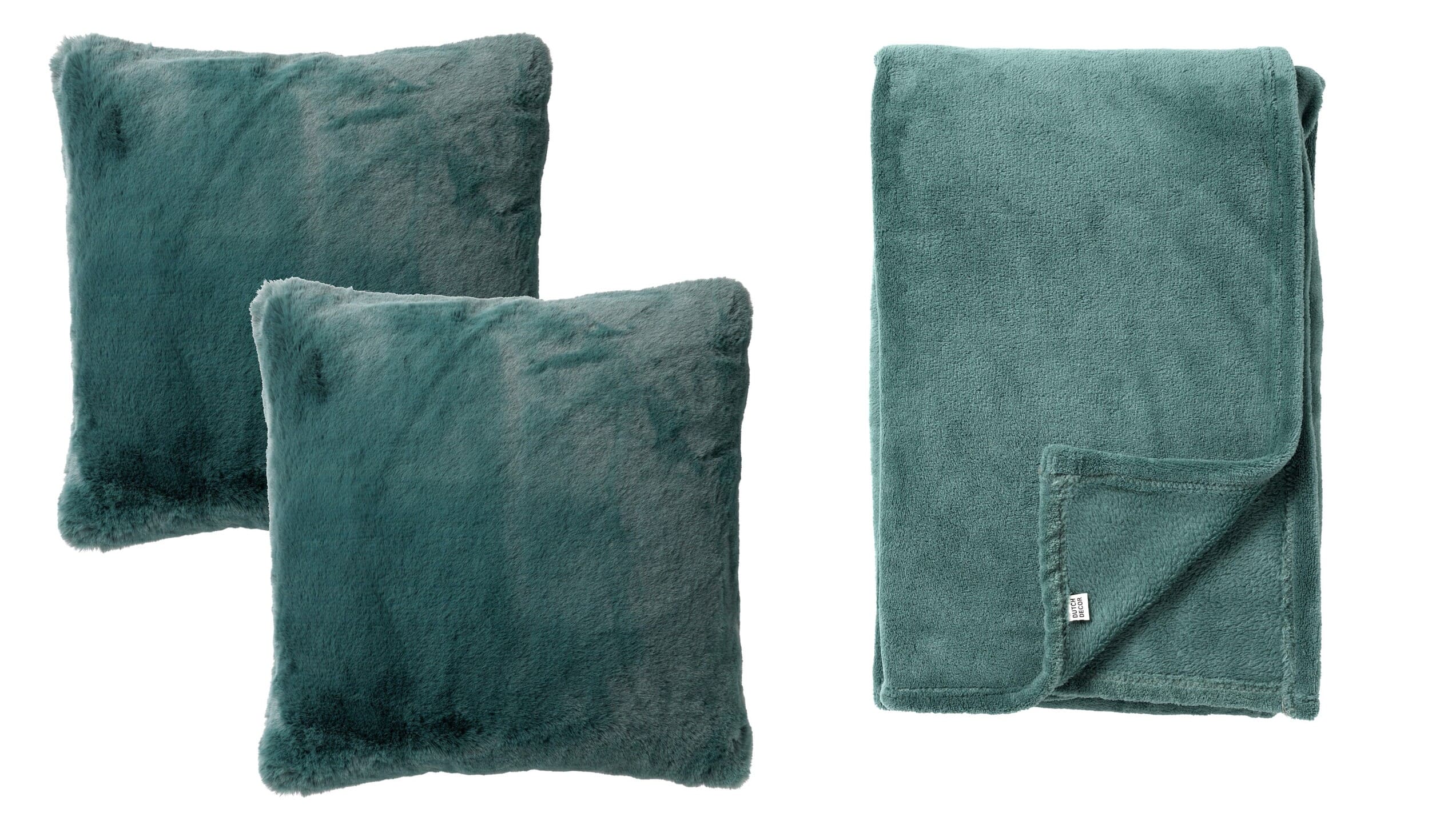 VOORDEELSET - 3-delig - sierkussen 45x45 cm - plaid 150x200 cm - groen