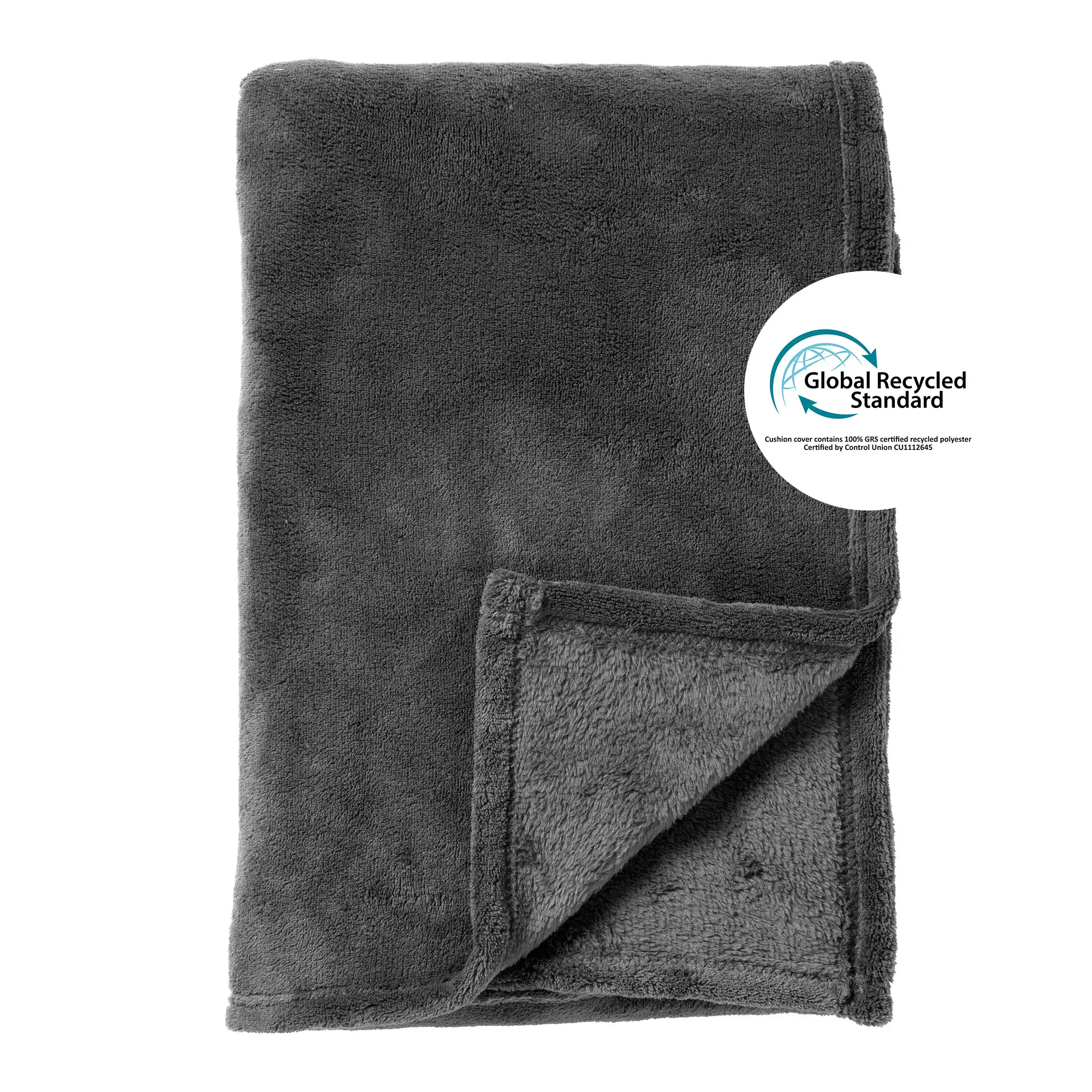 SIDNEY - Plaid Fleece deken van 100% gerecycled polyester – superzacht - Eco Line collectie 140x180 cm - Charcoal Gray - antraciet