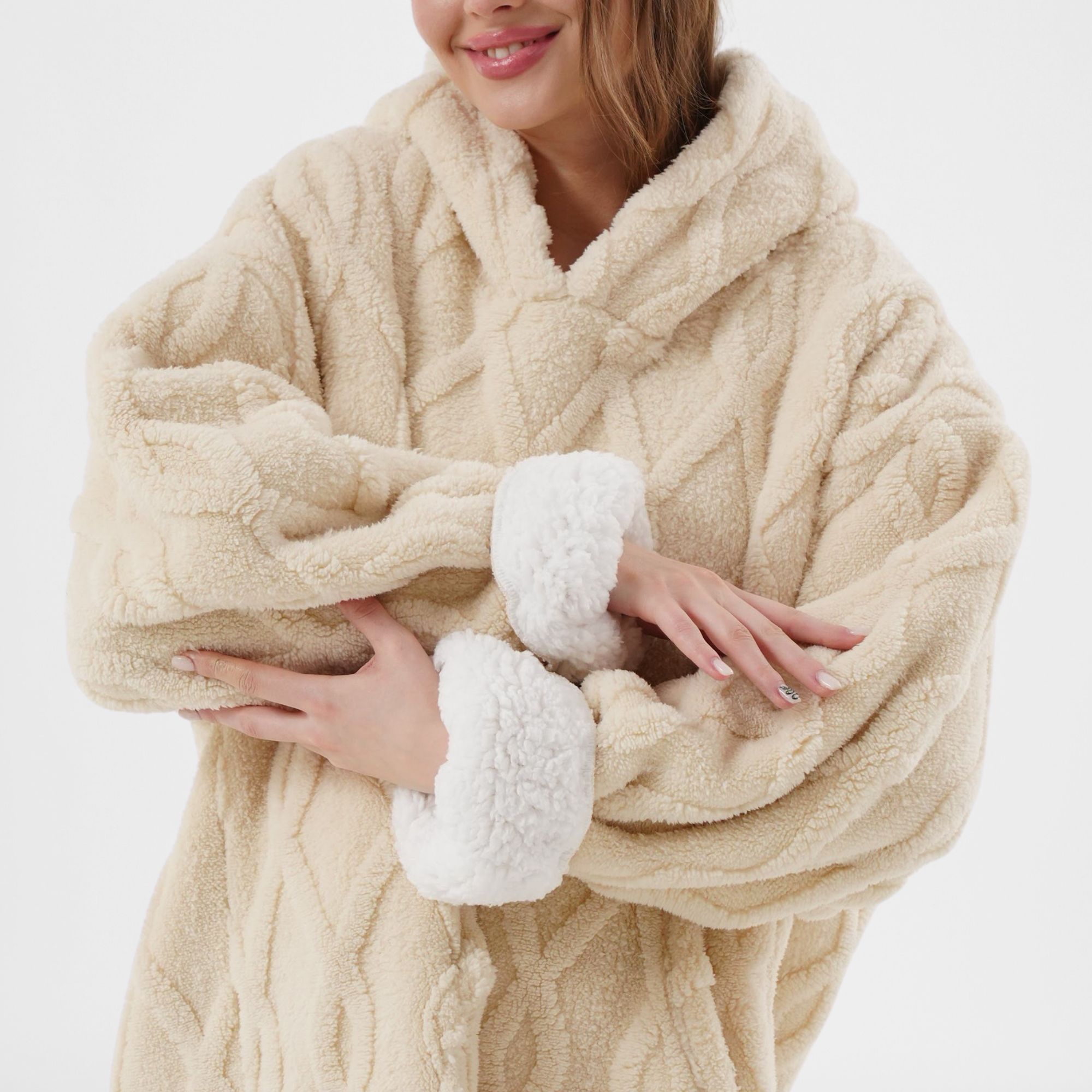 ROSETTA - hoodie 70x110 cm - hoodie deken - volwassenen - Bone White - wit