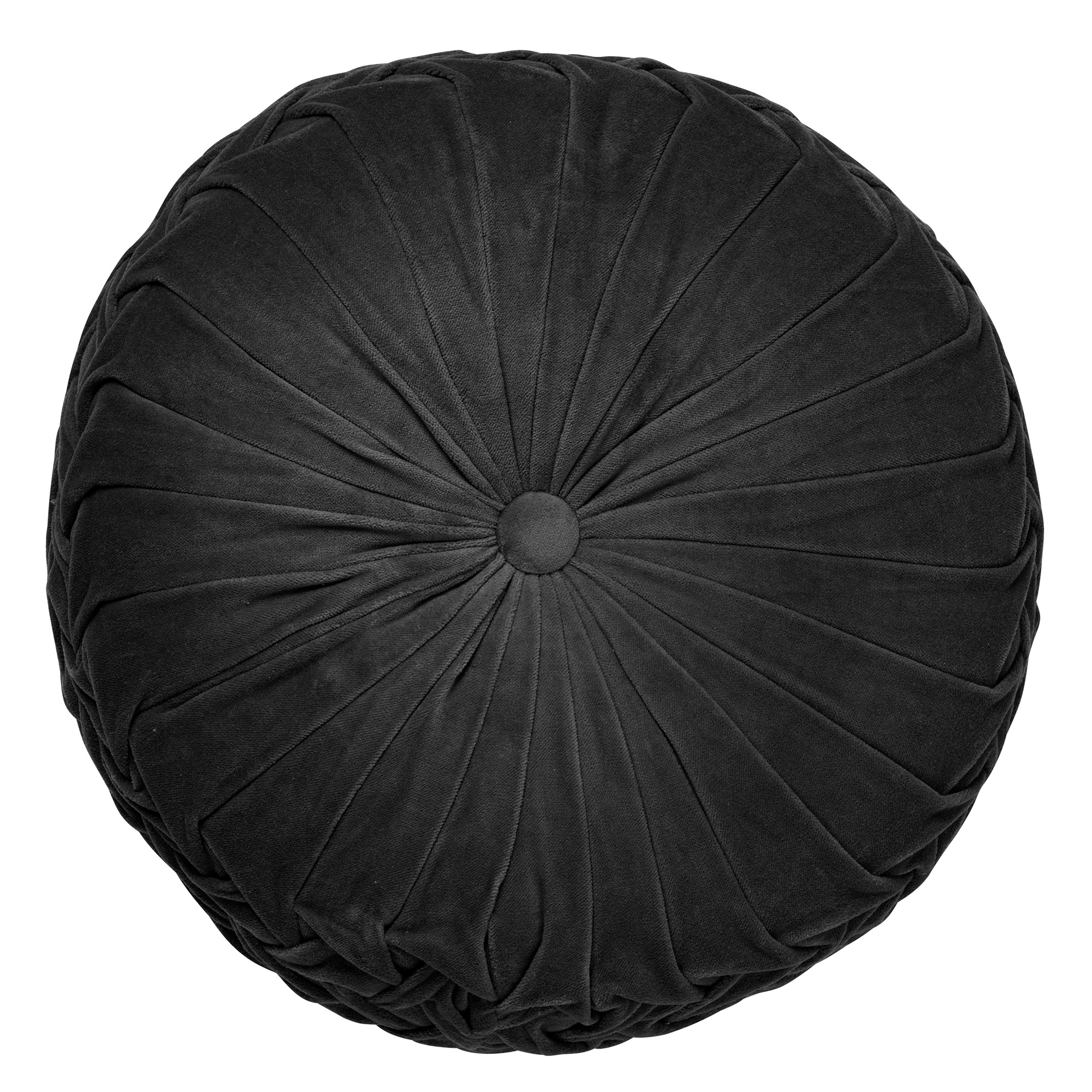 KAJA - Sierkussen rond velvet Ø40 cm - Raven - zwart