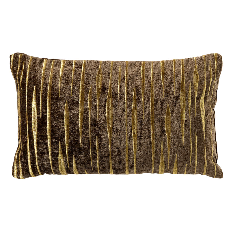 CONNOR - Kussenhoes 30x50 cm - met subtiel goud accent - Shitake - bruin en goud