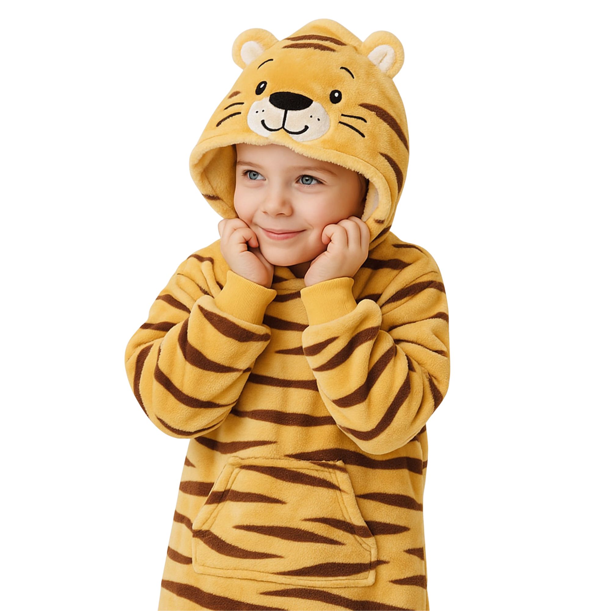 TIGER - hoodie 45x60 cm - kinderen - tijger - geel