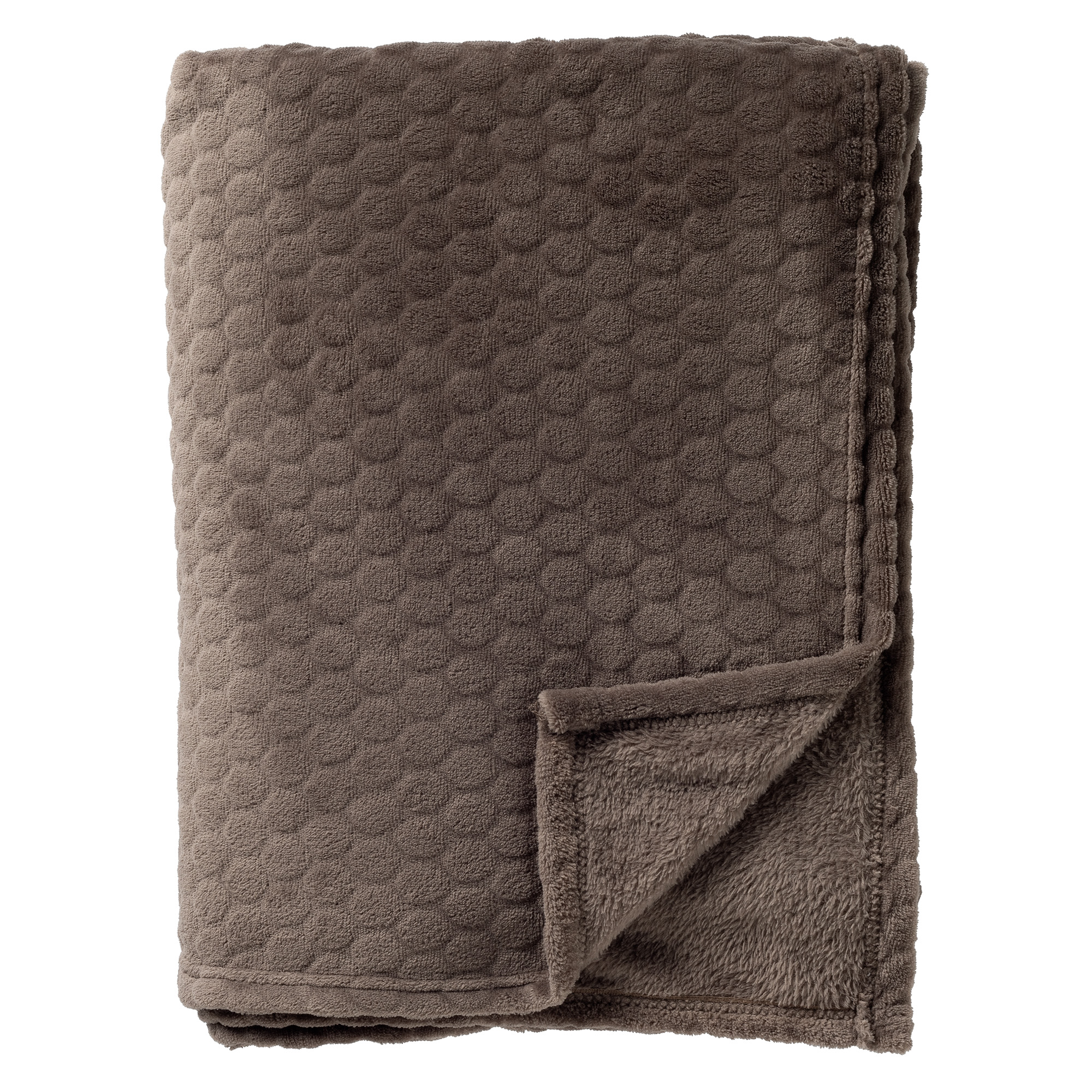 ALEX - Plaid 200x220 cm - extra groot - fleece deken met subtiel patroon - Driftwood - taupe