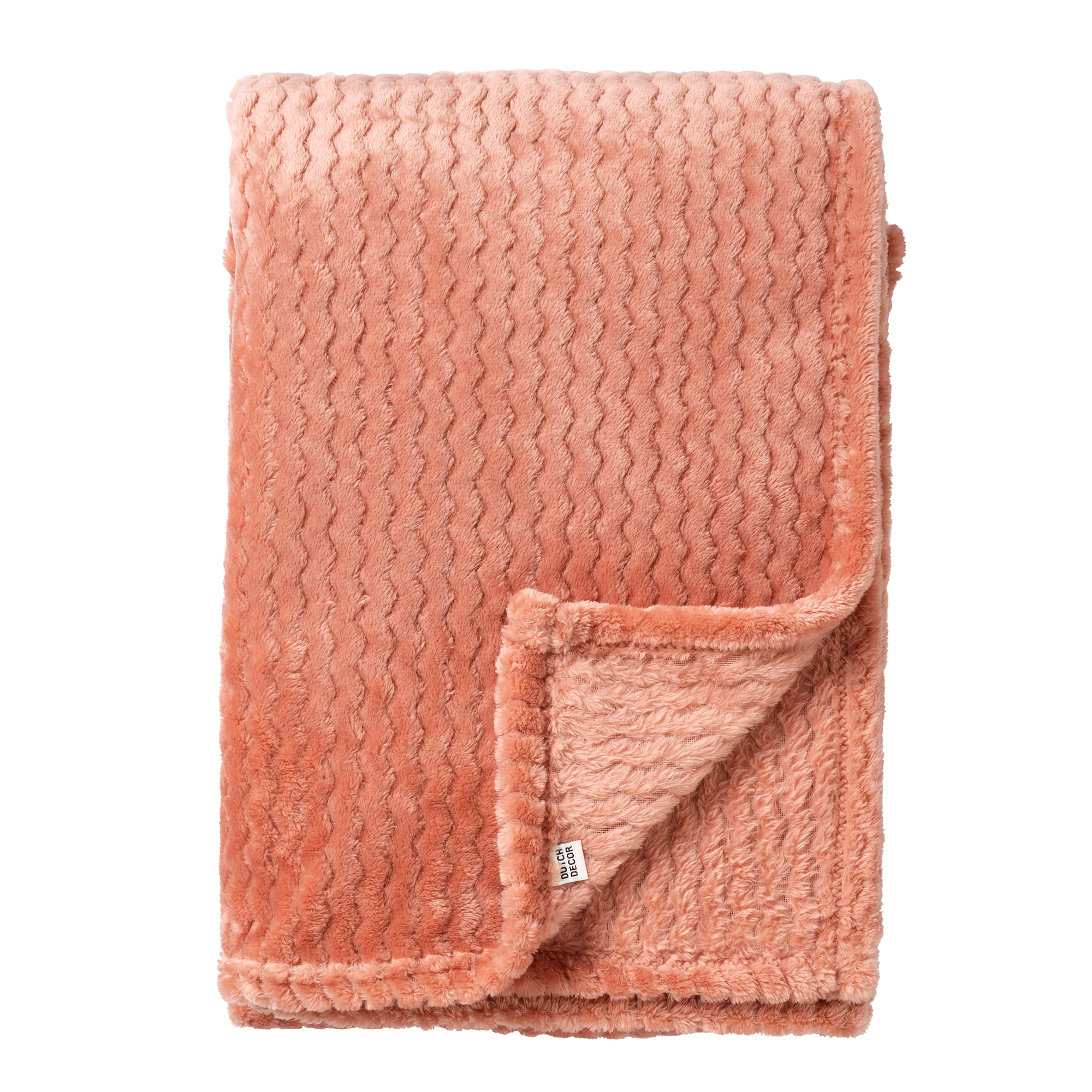 MARA - Plaid 150x200 cm - superzachte deken met zigzagpatroon - Muted Clay - roze