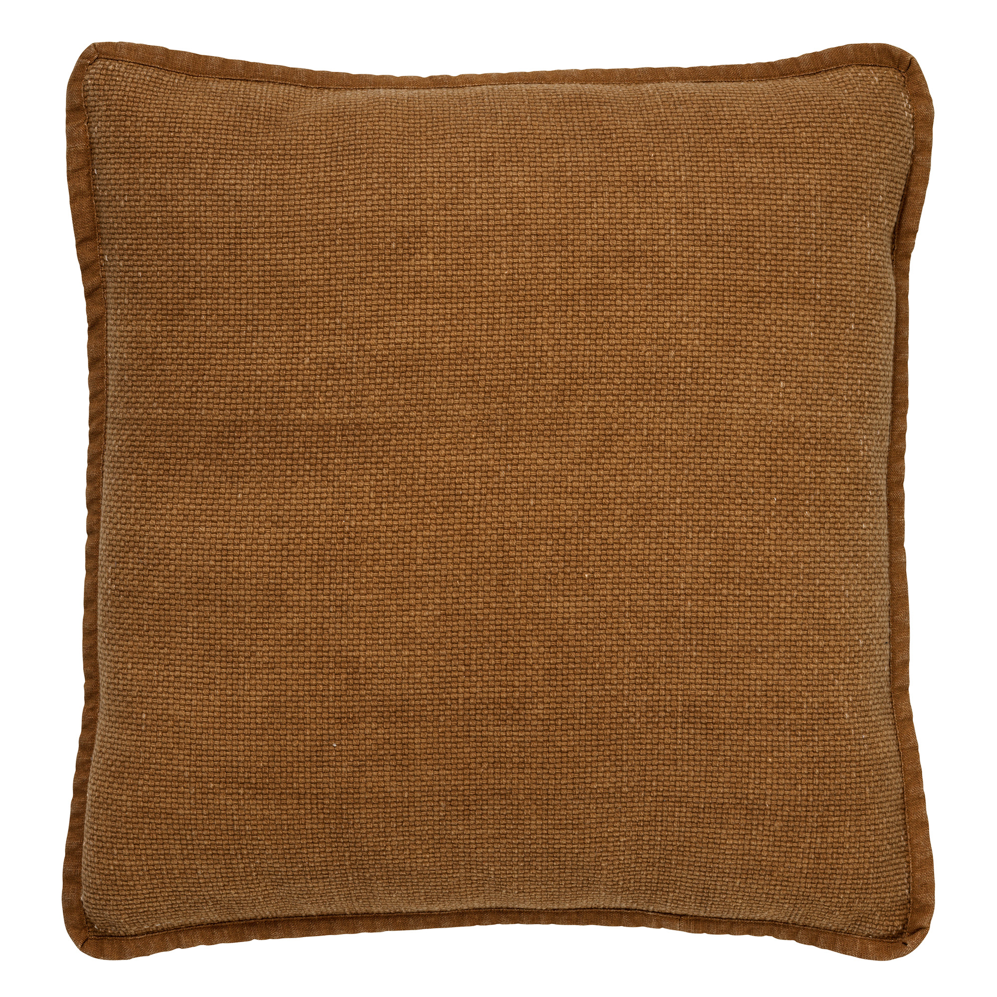 BOWIE - Sierkussen 45x45 cm - van gewassen katoen - Tobacco Brown - bruin