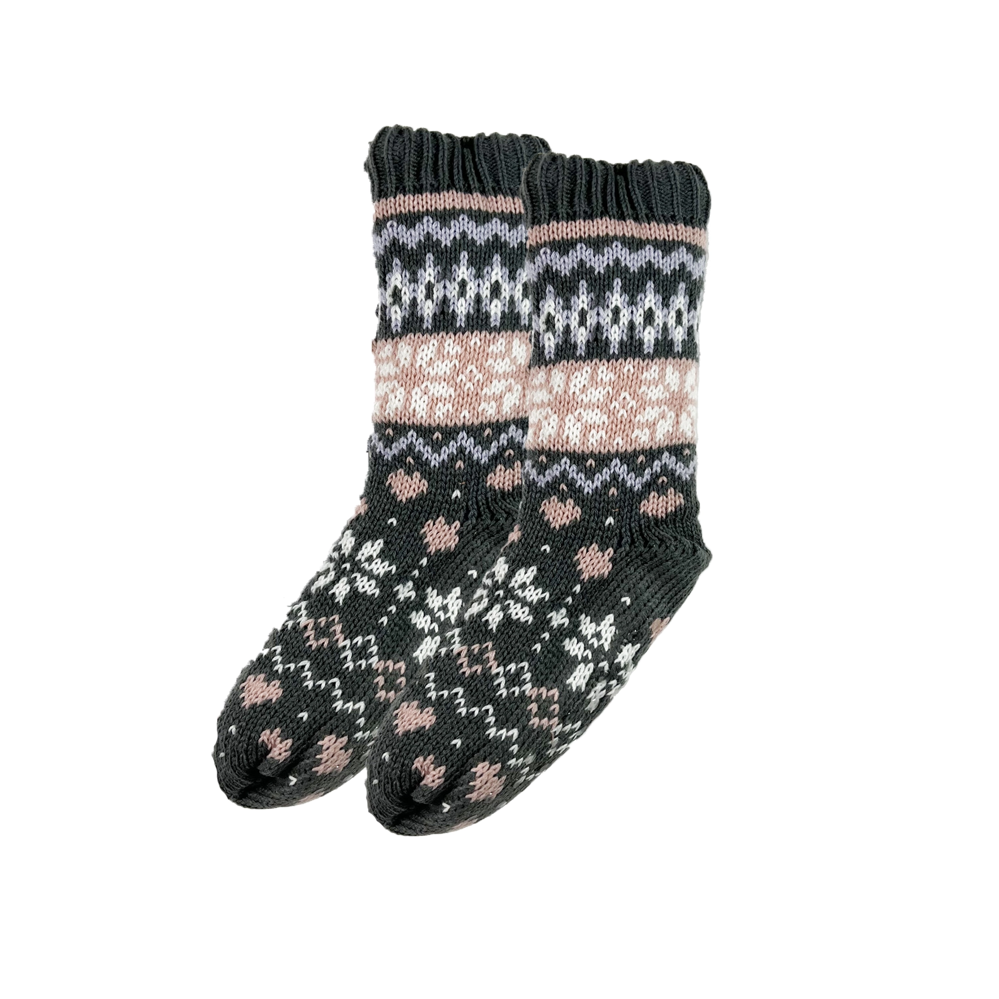 NOOR - Huissokken - antislip - met sherpa voering - one size - Charcoal Gray - antraciet