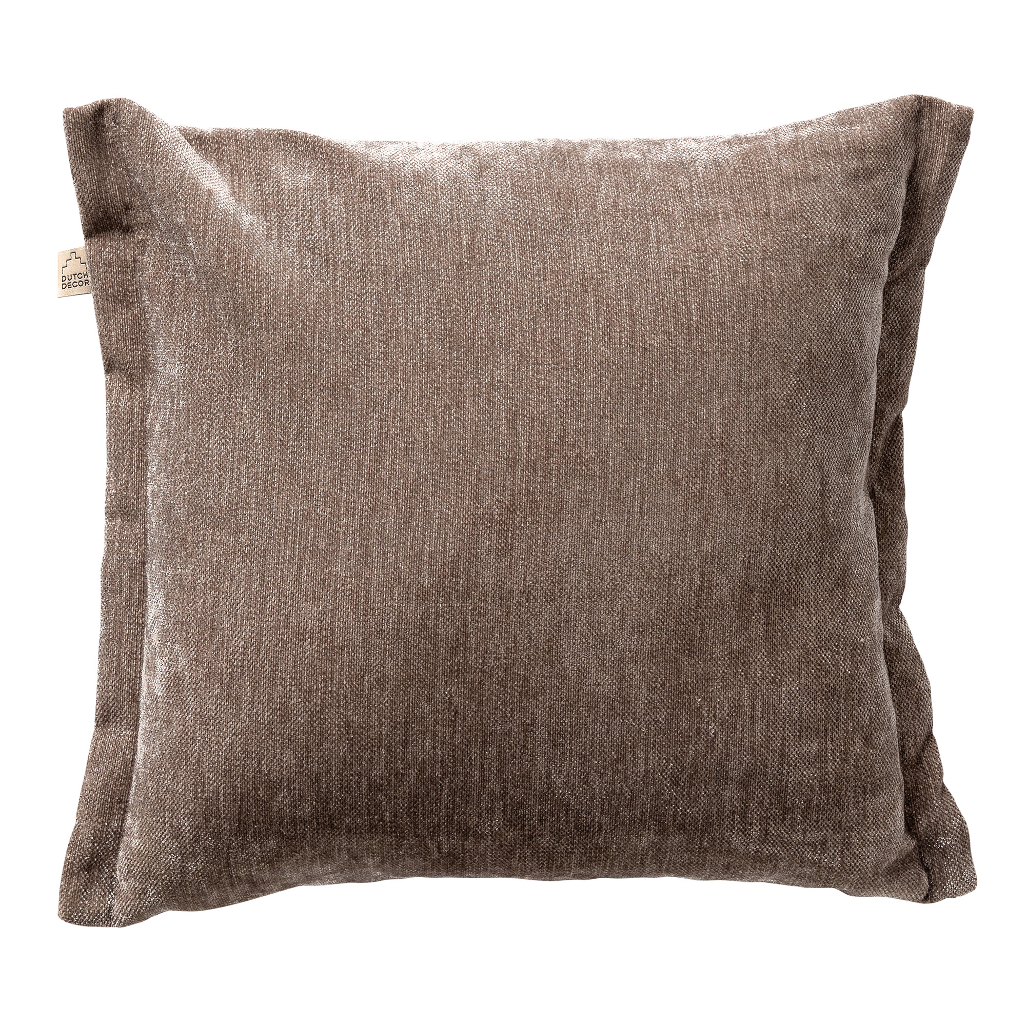 LEWIS - Sierkussen 45x45 cm - fluweel - met sierrand - Driftwood - taupe