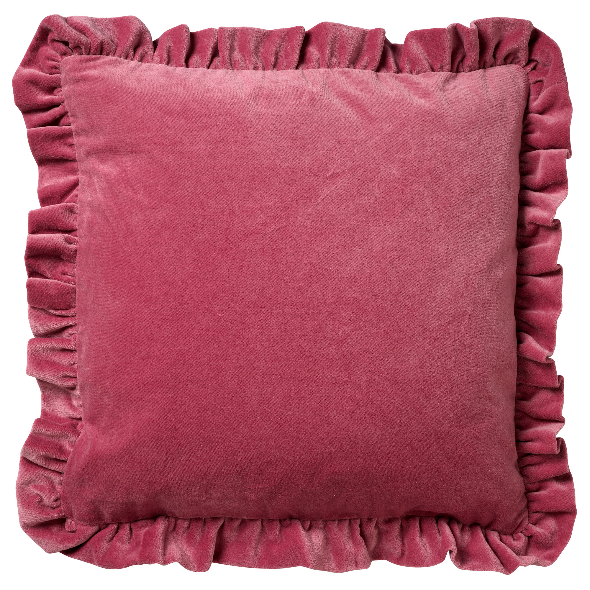 YARA - Sierkussen katoen 45x45 cm - velvet - Heather Rose - roze - ruches rondom
