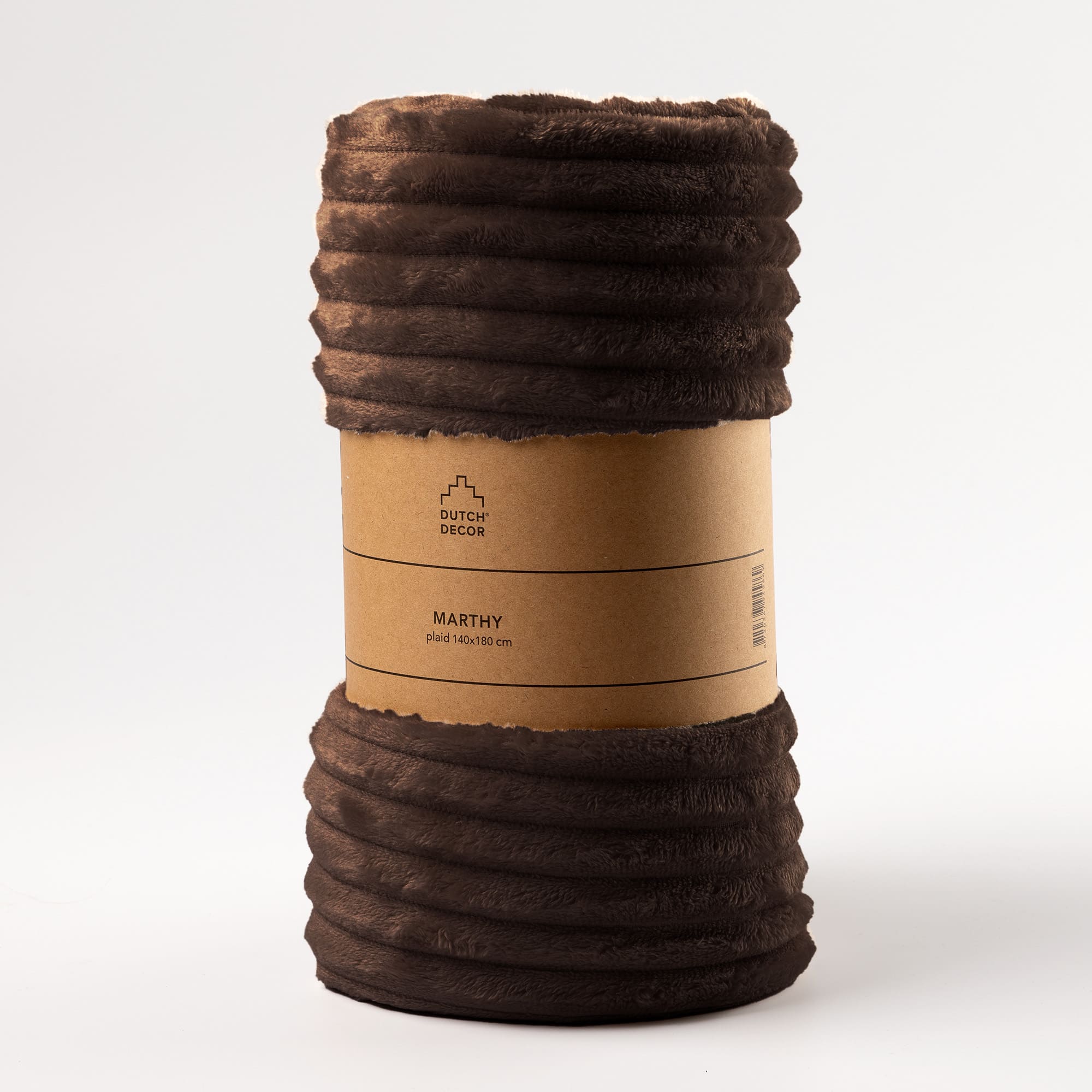 MARTHY - plaid 140x180 cm - zacht ribfluweel - corduroy - Chocolate Martini - bruin
