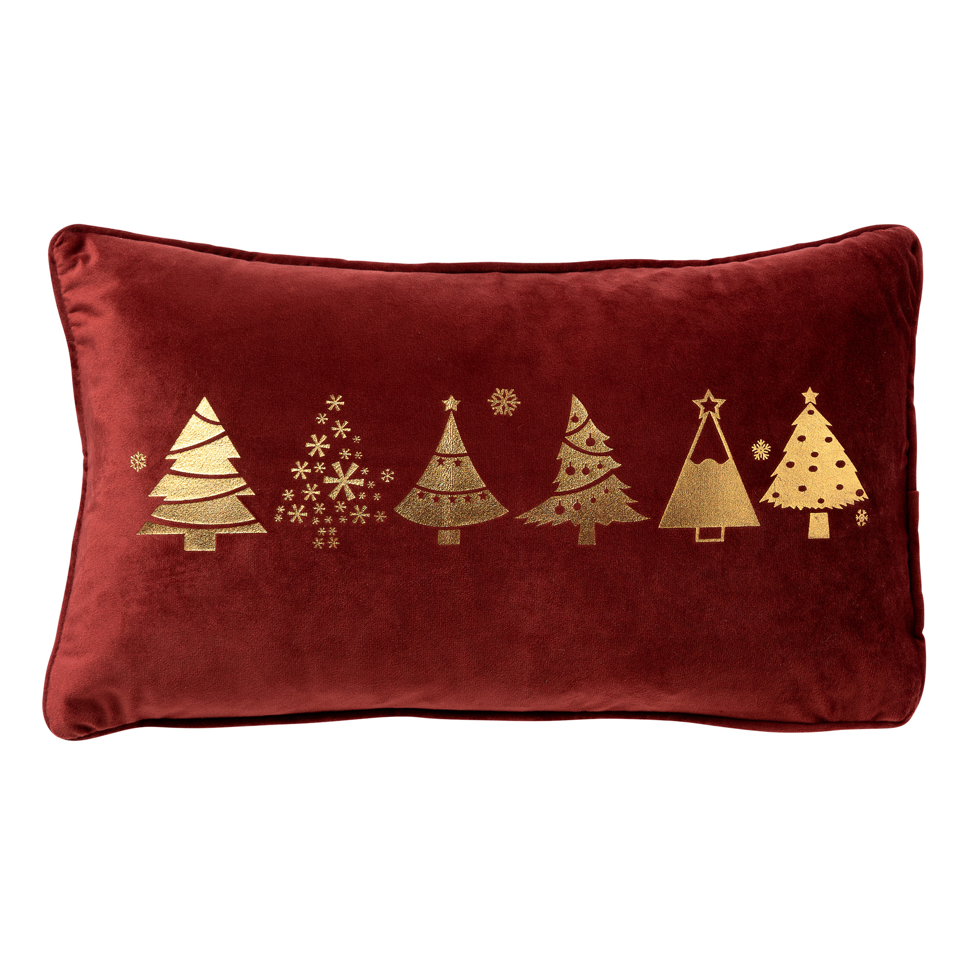 TREES - Kussenhoes 30x50 cm - Rood - Kerst decoratie - velvet