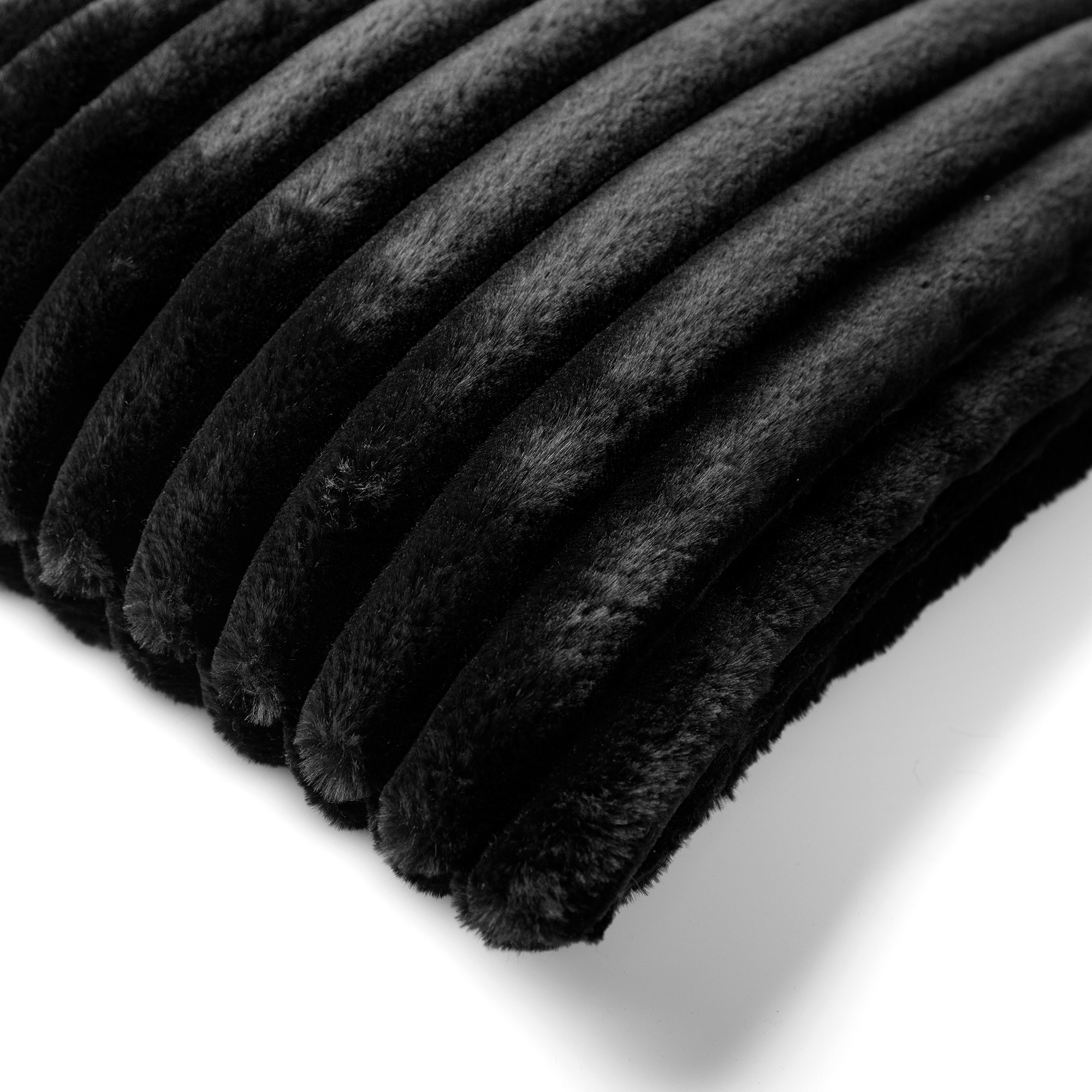 HAZEL - Sierkussen 50x50 cm - effen kleur - strepen - heerlijk zacht - Raven - zwart