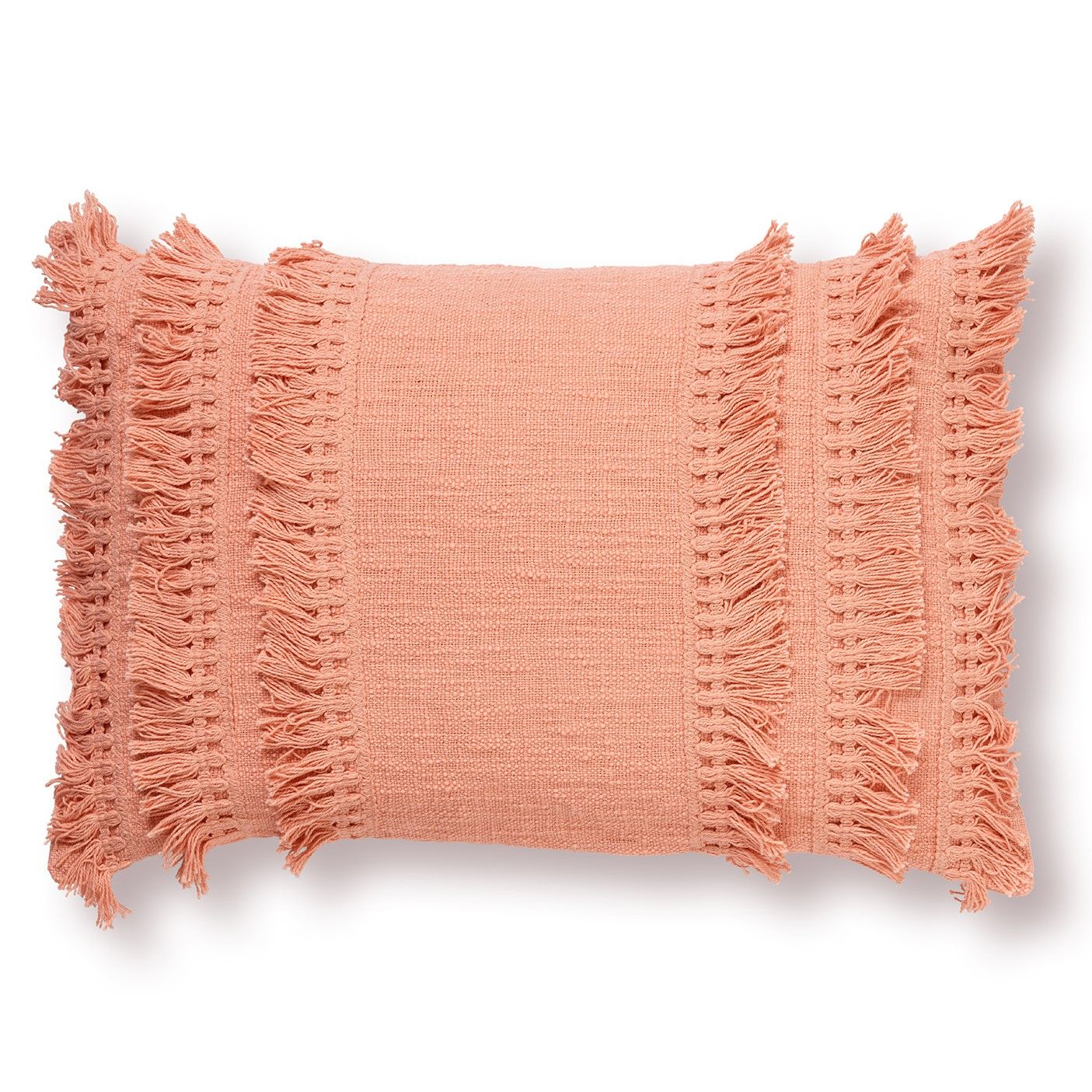 FARA - Sierkussen 40x60 cm - 100% katoen - met franjes - Muted Clay - roze