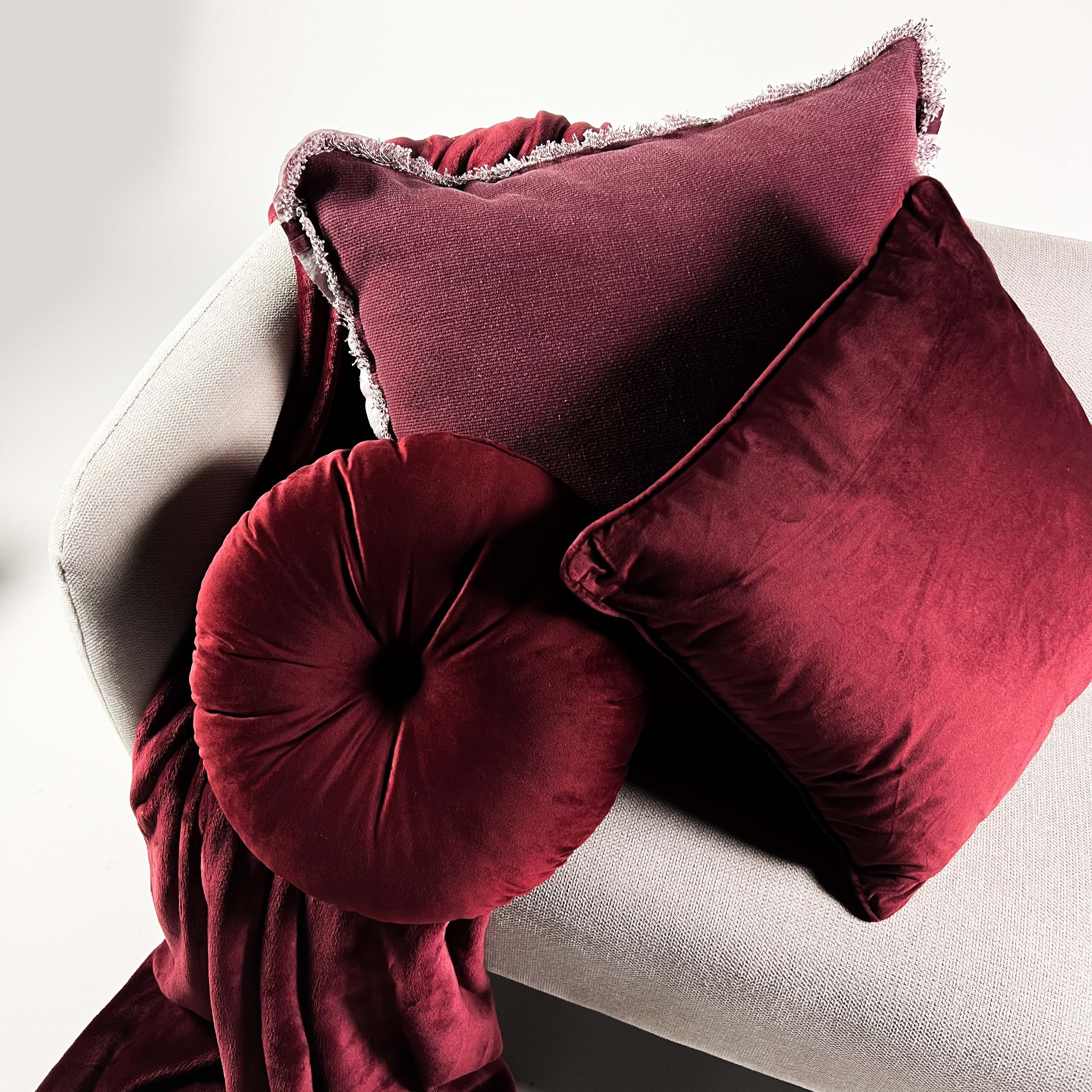 FINN Kussenhoes velvet 45x45 cm - Merlot - rood | KUSSENHOES | DDL02101000225