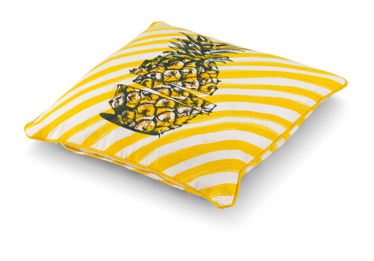 BENTE - Kussenhoes met ananas geel 45x45 cm