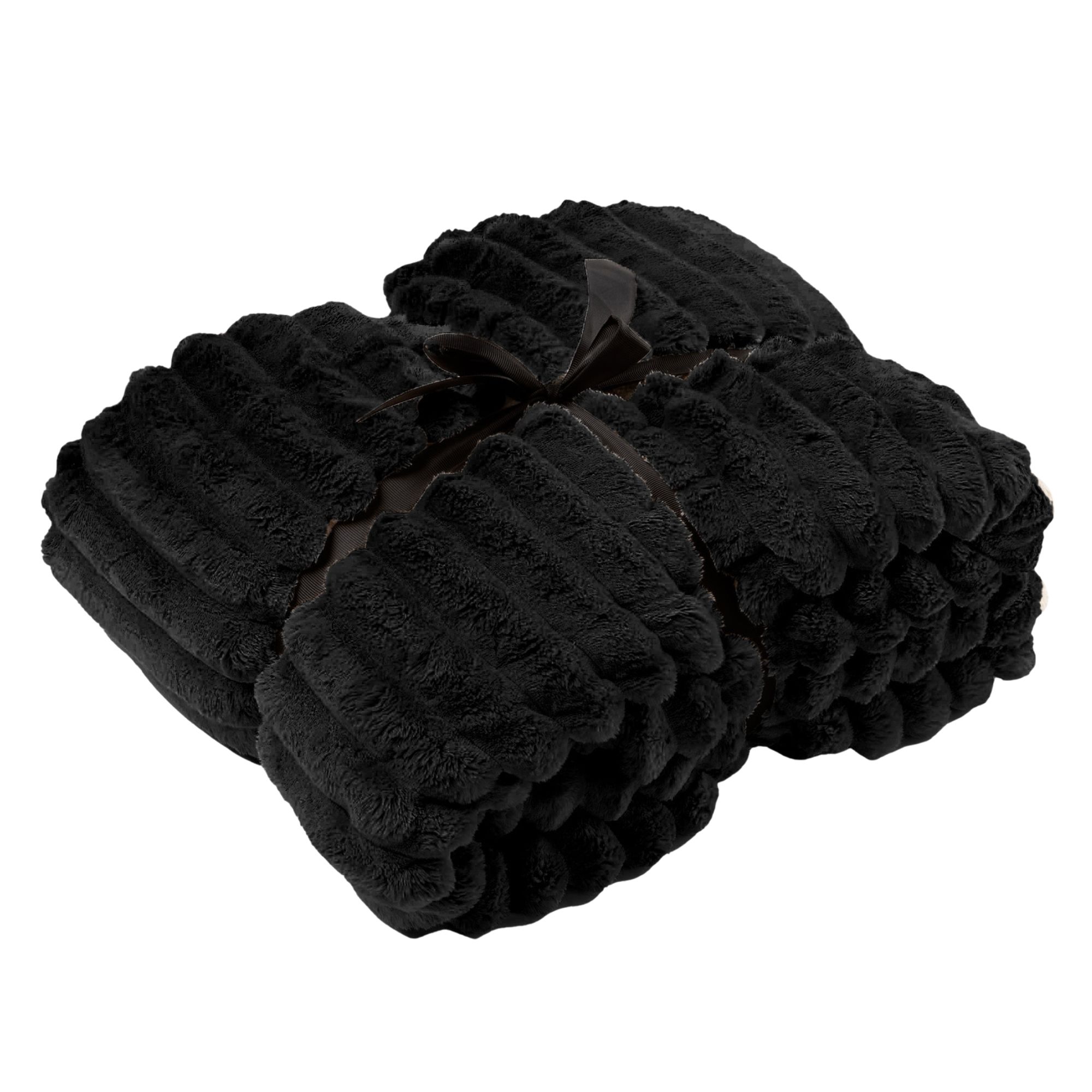 RICKY - plaid 150x200 cm - superzacht - warm en donzig - Raven - zwart