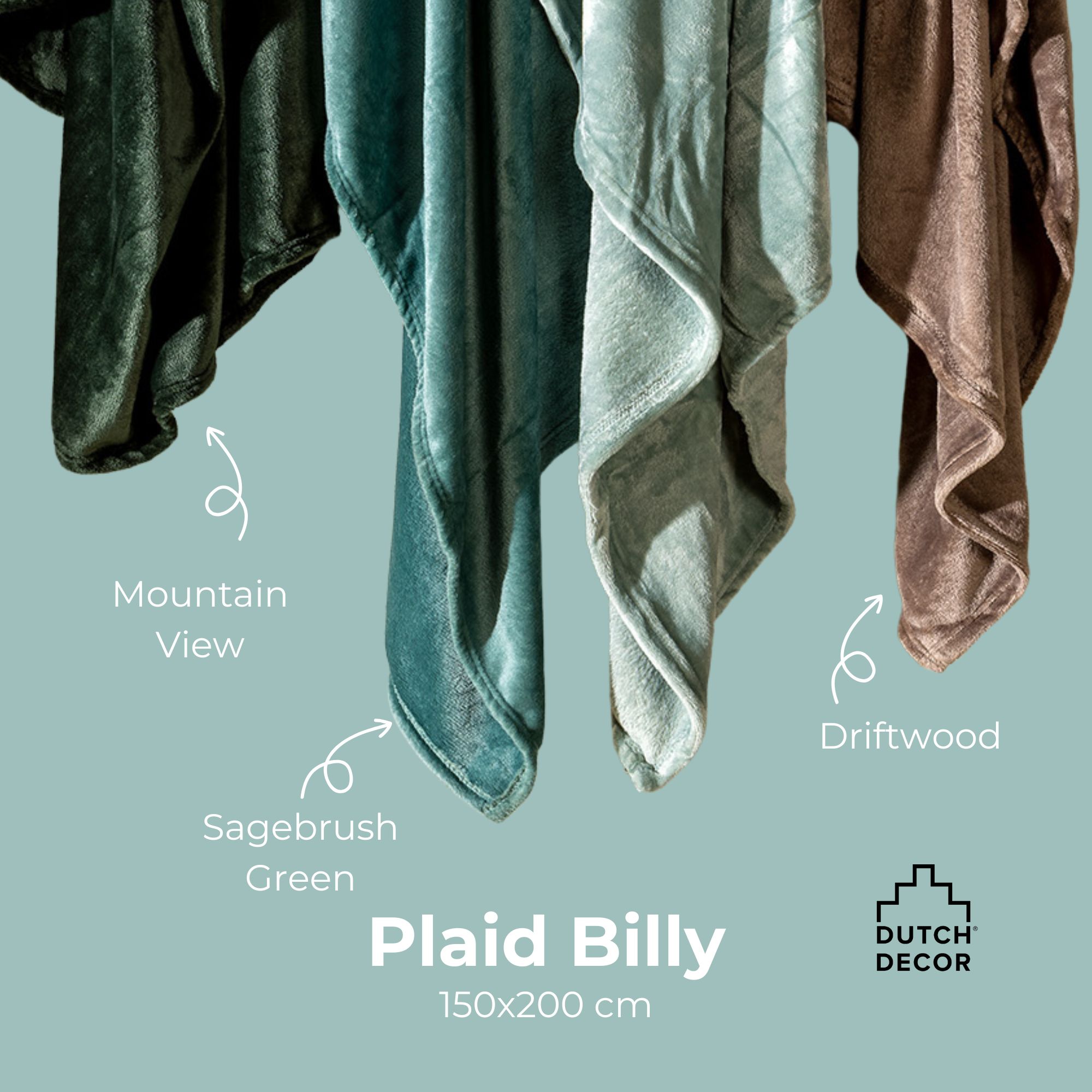 BILLY - Plaid 150x200 cm - flannel fleece - superzacht - Mountain View - donkergroen