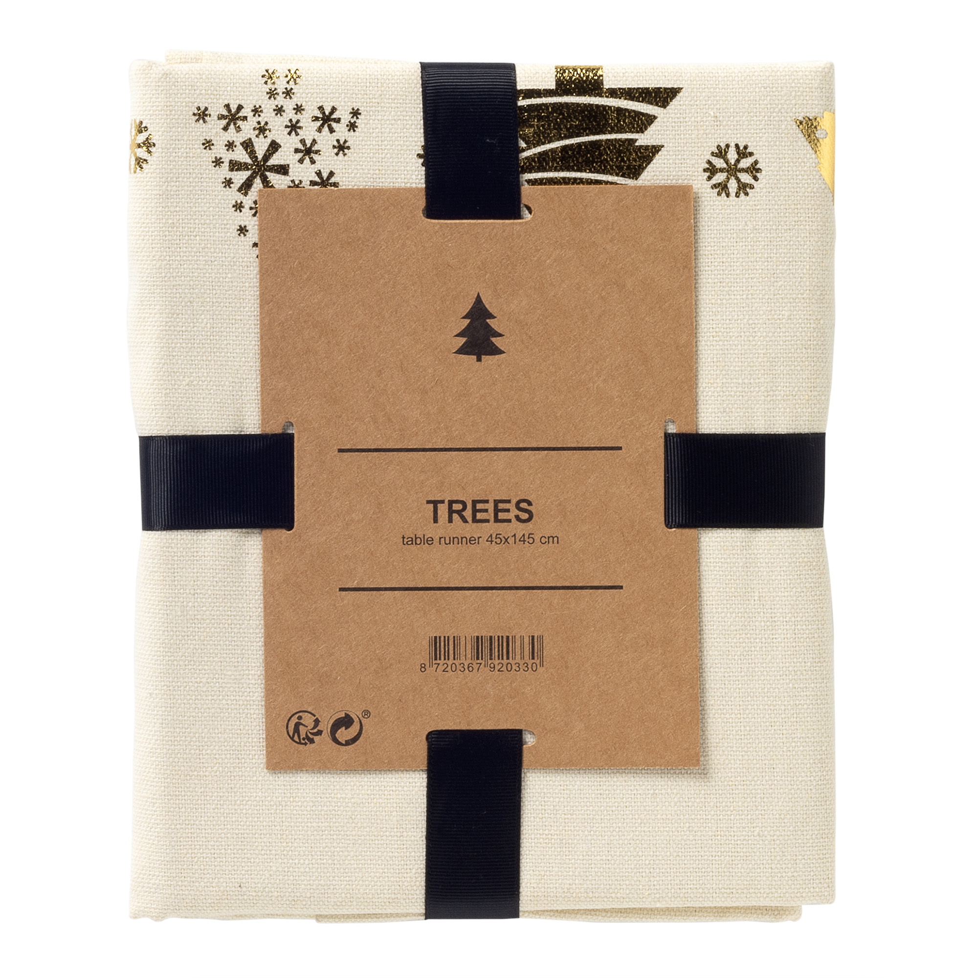 TREES – tafelloper 45x145 cm  - met kerstbomen - Whisper White - wit