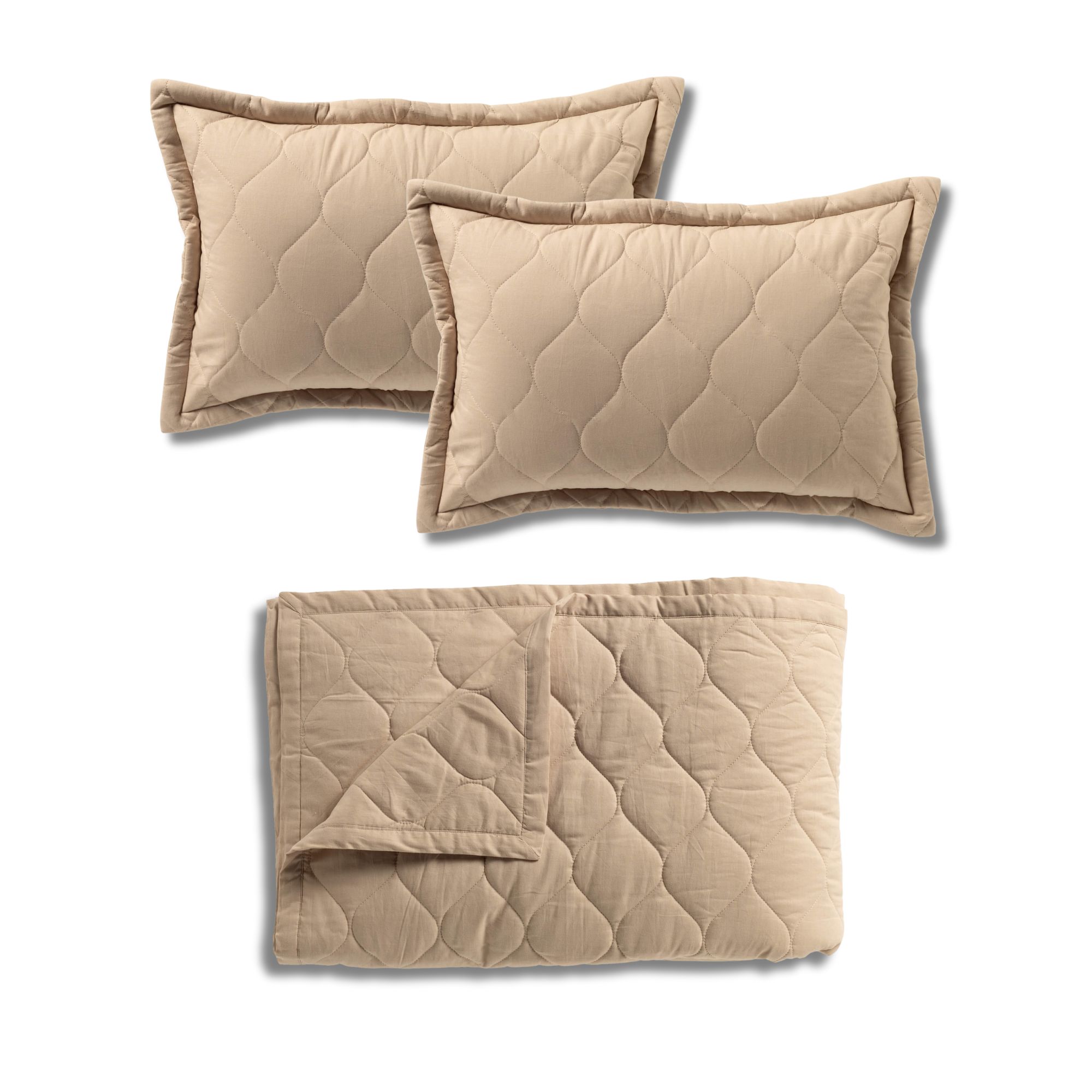 VOORDEELSET - 3-delig - Romee - 2 sierkussens 40x60 cm - 1 bedsprei 240x260 cm - beige