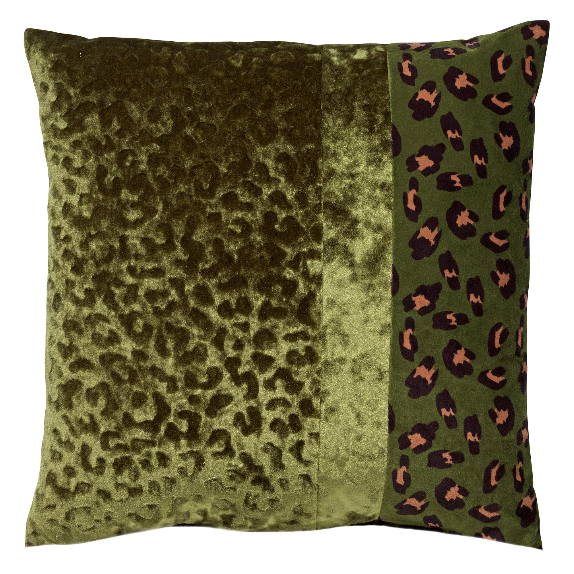 BAILEY - Kussenhoes velvet 45x45 cm Chive - groen - panterprint