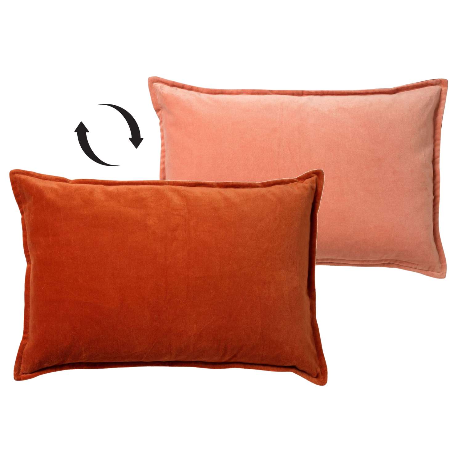 FAY - Sierkussen 40x60 cm - velvet met 2 kleuren - Potters Clay + Muted Clay - oranje en roze