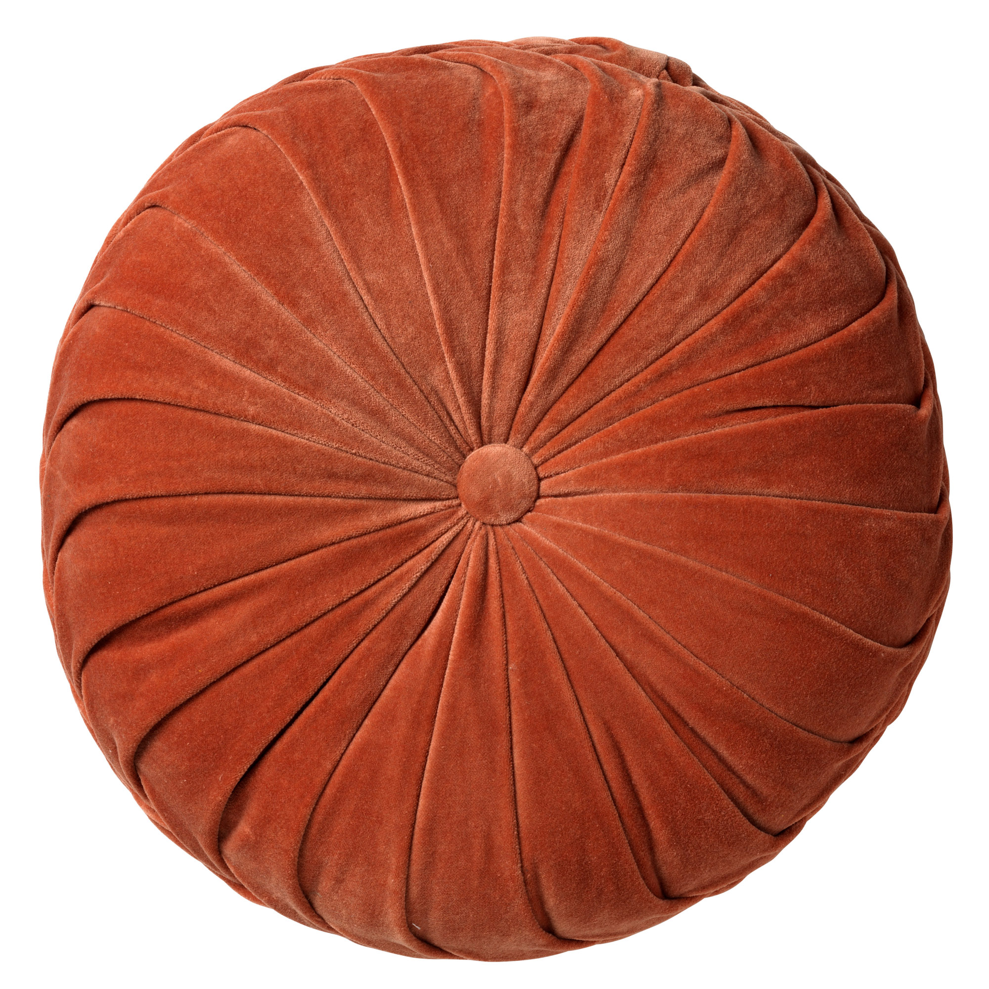 KAJA - Sierkussen rond velvet Potters Clay 40 cm - oranje