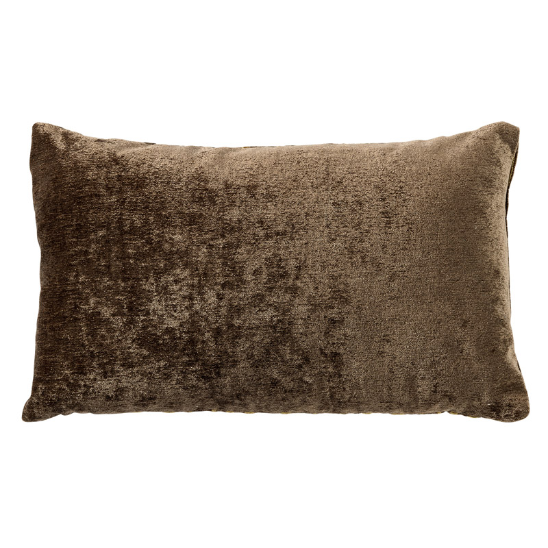 CONNOR - Sierkussen 30x50 cm - met subtiel goud accent - Shitake - bruin en goud