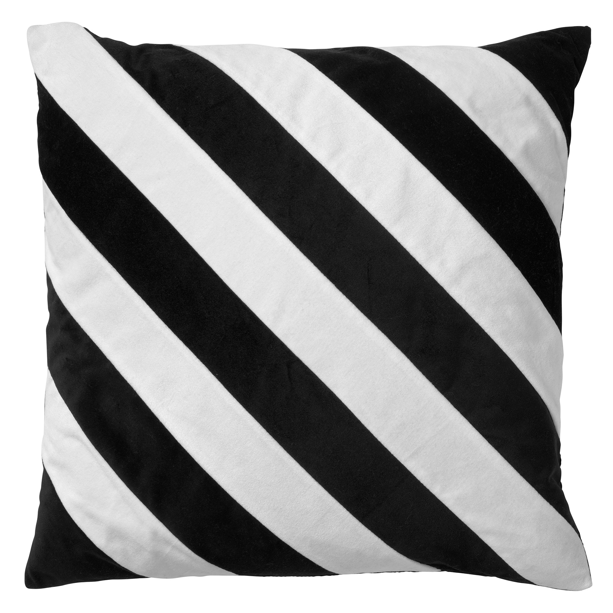 PEBBE - Sierkussen velvet 45x45 cm - raven - zwart - wit - strepen PEBBE - Sierkussen velvet 45x45 cm - raven - zwart - wit - strepen