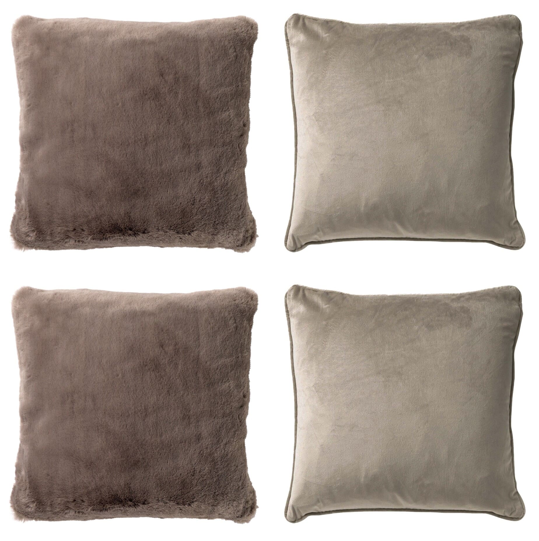 KUSSENSET - 4-delig Soft Textures - 45x45 cm - inclusief binnenkussens - taupe KUSSENSET - 4-delig Soft Textures - 45x45 cm - inclusief binnenkussens - taupe