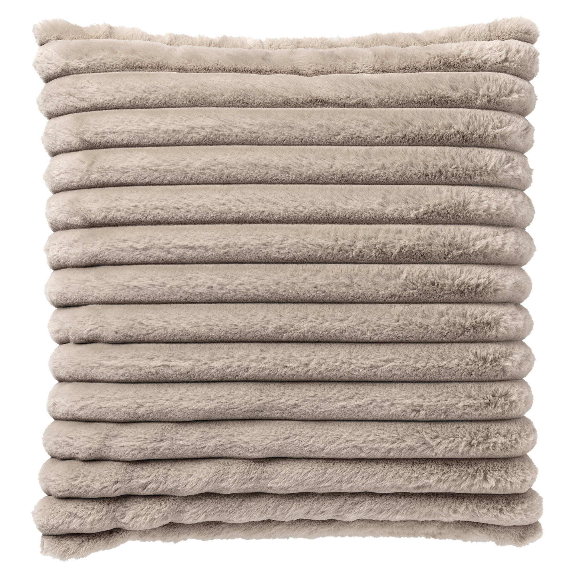 HAZEL - Kussenhoes 50x50 cm - effen kleur - strepen - heerlijk zacht - Pumice Stone - beige