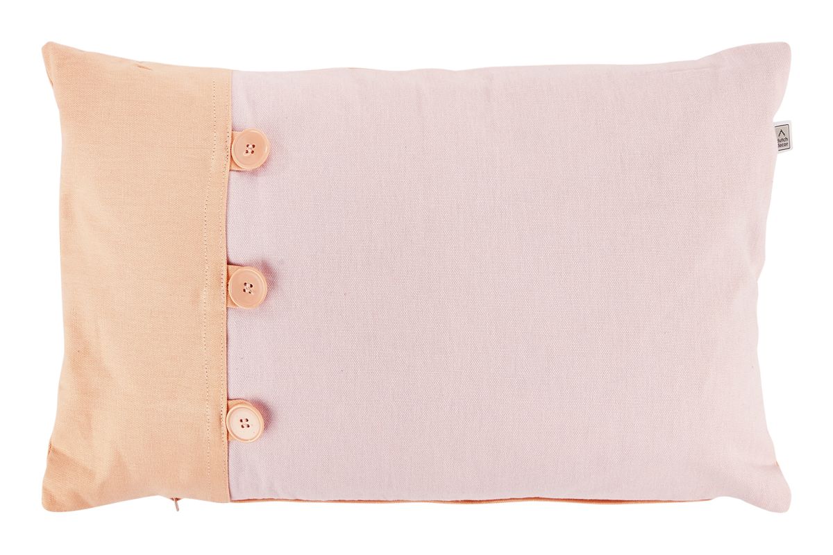 VARDEN - Kussenhoes met knopen 30x50 cm - zalm - roze - oranje - pasteltinten - 100% katoen