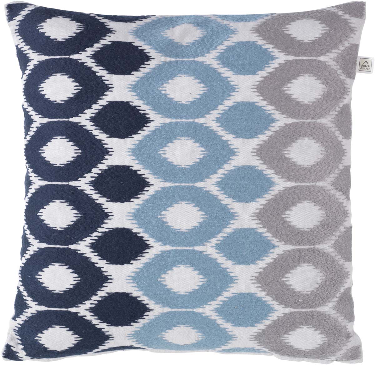 EGEA - Sierkussen geborduurd 45x45 cm - lichtgrijs - lichtblauw - donkerblauw 