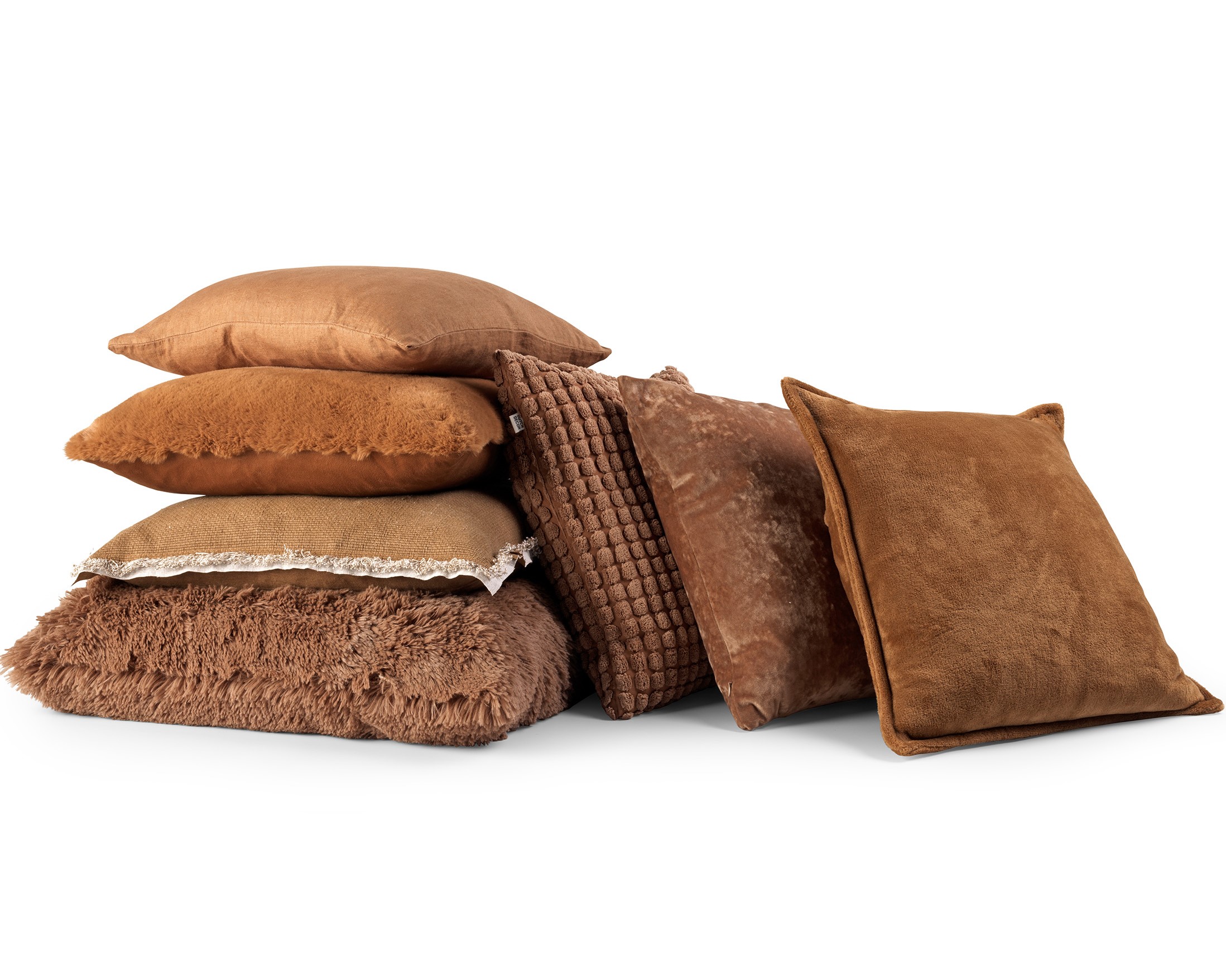 BURTO - Kussenhoes van gewassen katoen Tobacco brown 45x45 cm - bruin